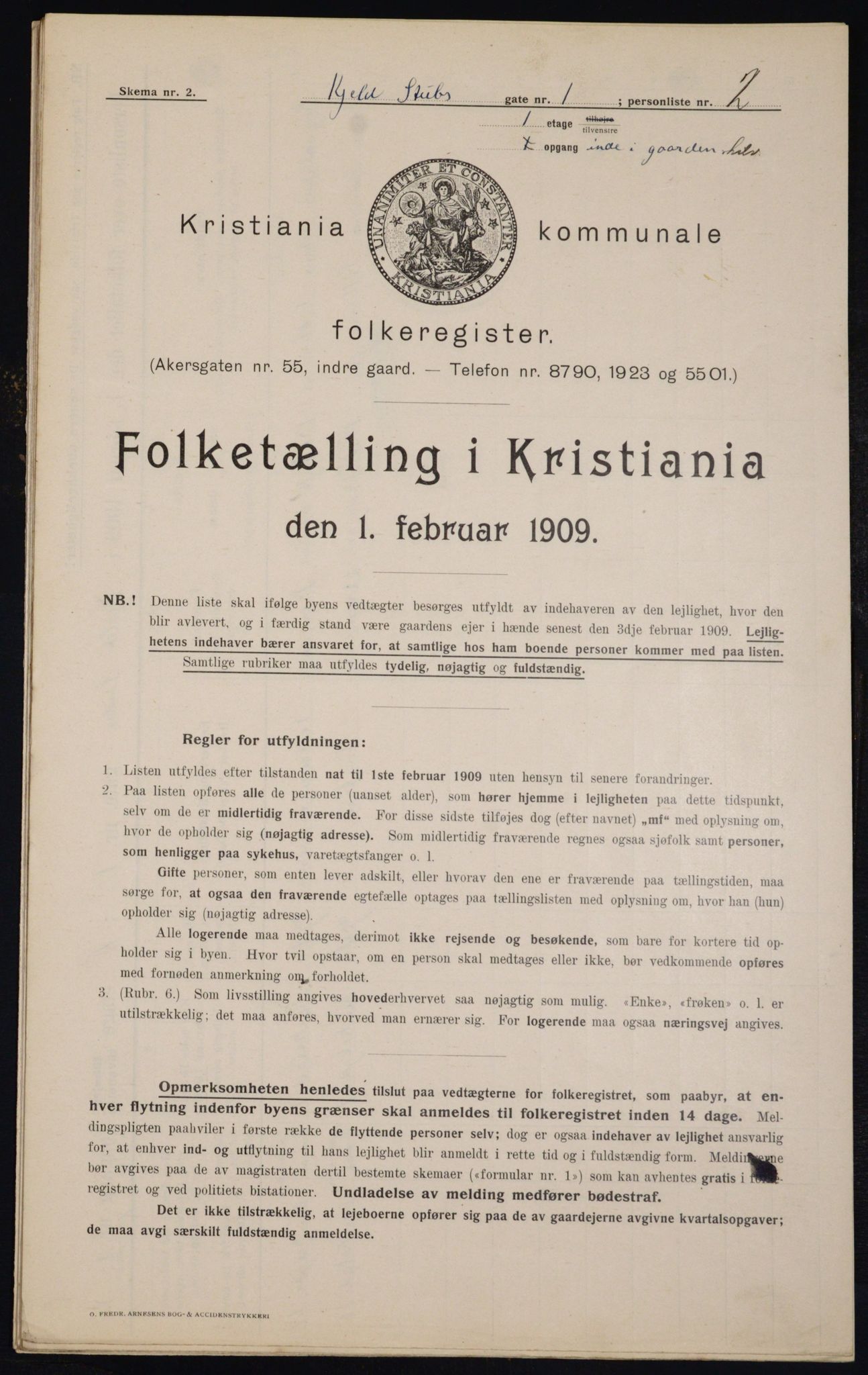 OBA, Municipal Census 1909 for Kristiania, 1909, p. 46917