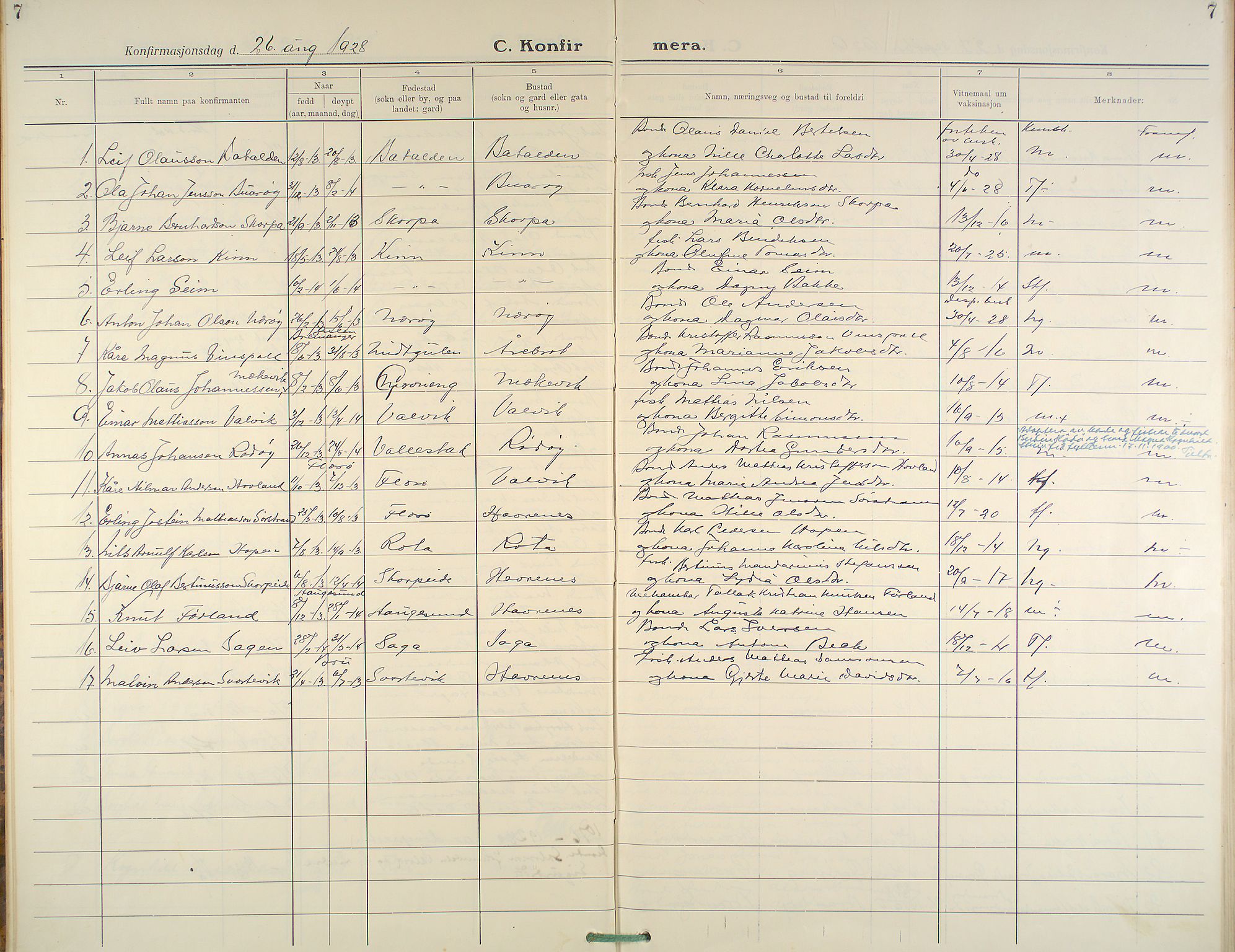 Kinn sokneprestembete, AV/SAB-A-80801/H/Haa/Haab/L0007: Parish register (official) no. B 7, 1926-1964, p. 7