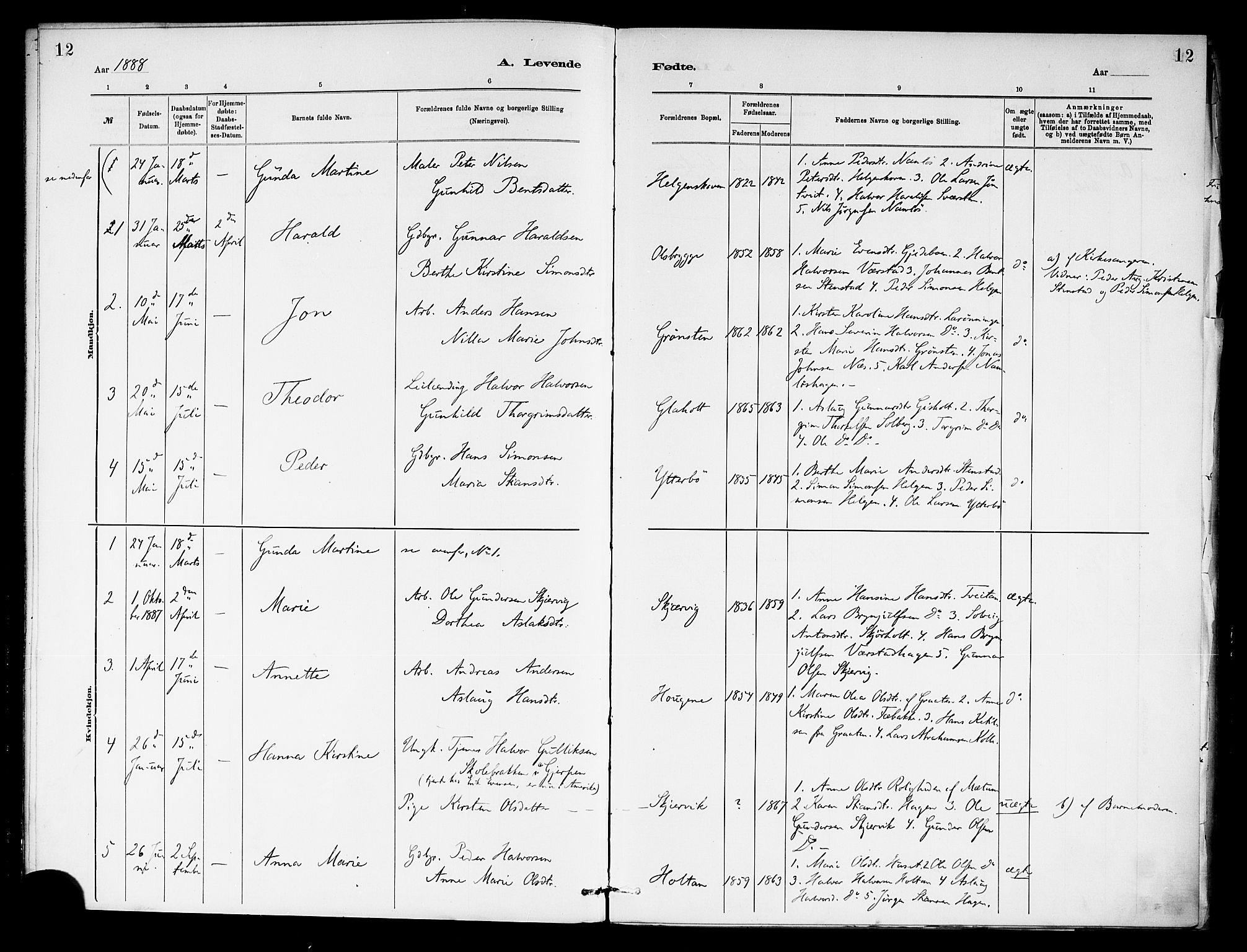 Holla kirkebøker, AV/SAKO-A-272/F/Fa/L0009: Parish register (official) no. 9, 1881-1897, p. 12