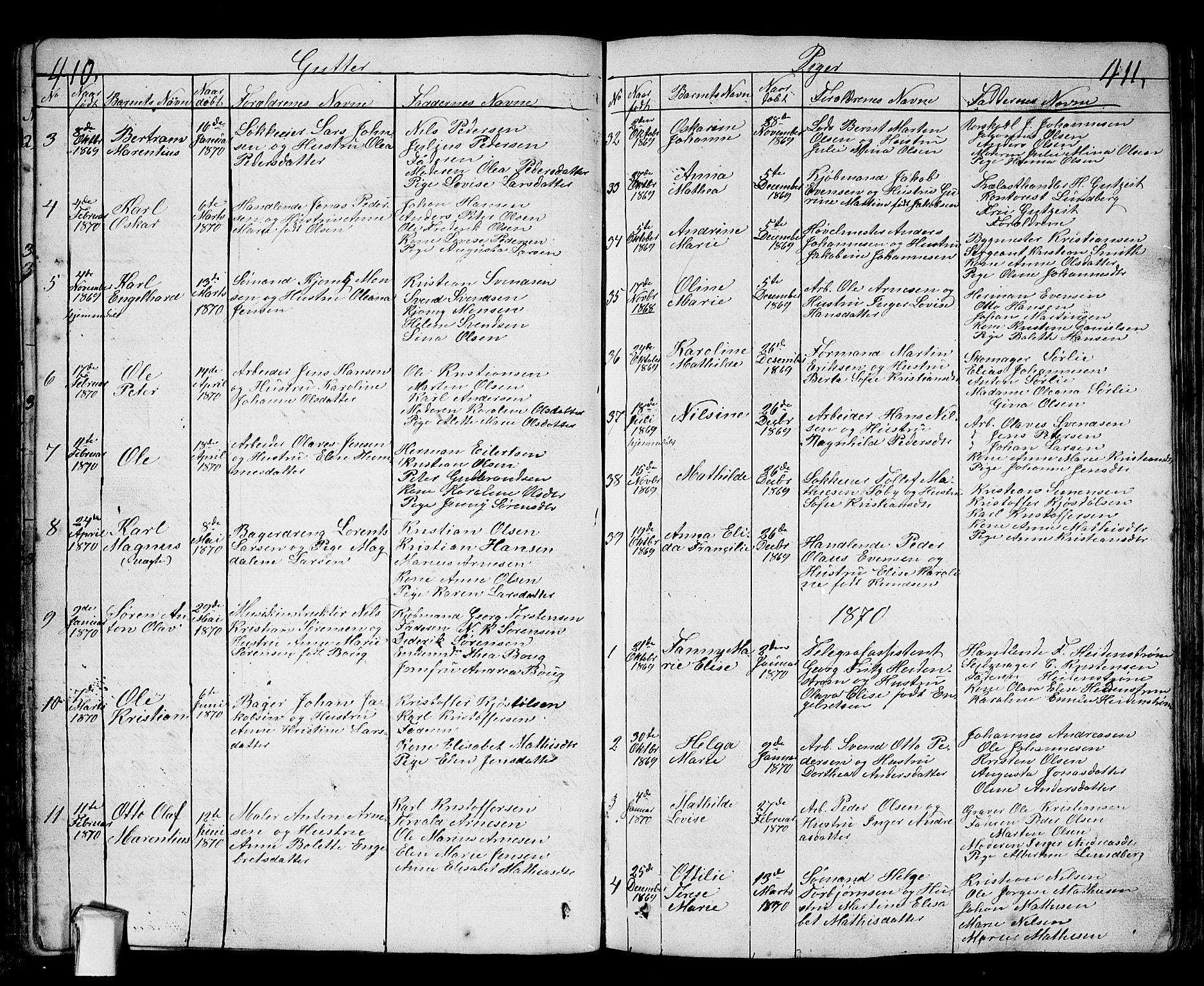 Fredrikstad prestekontor Kirkebøker, SAO/A-11082/G/Ga/L0001: Parish register (copy) no. 1, 1824-1879, p. 410-411