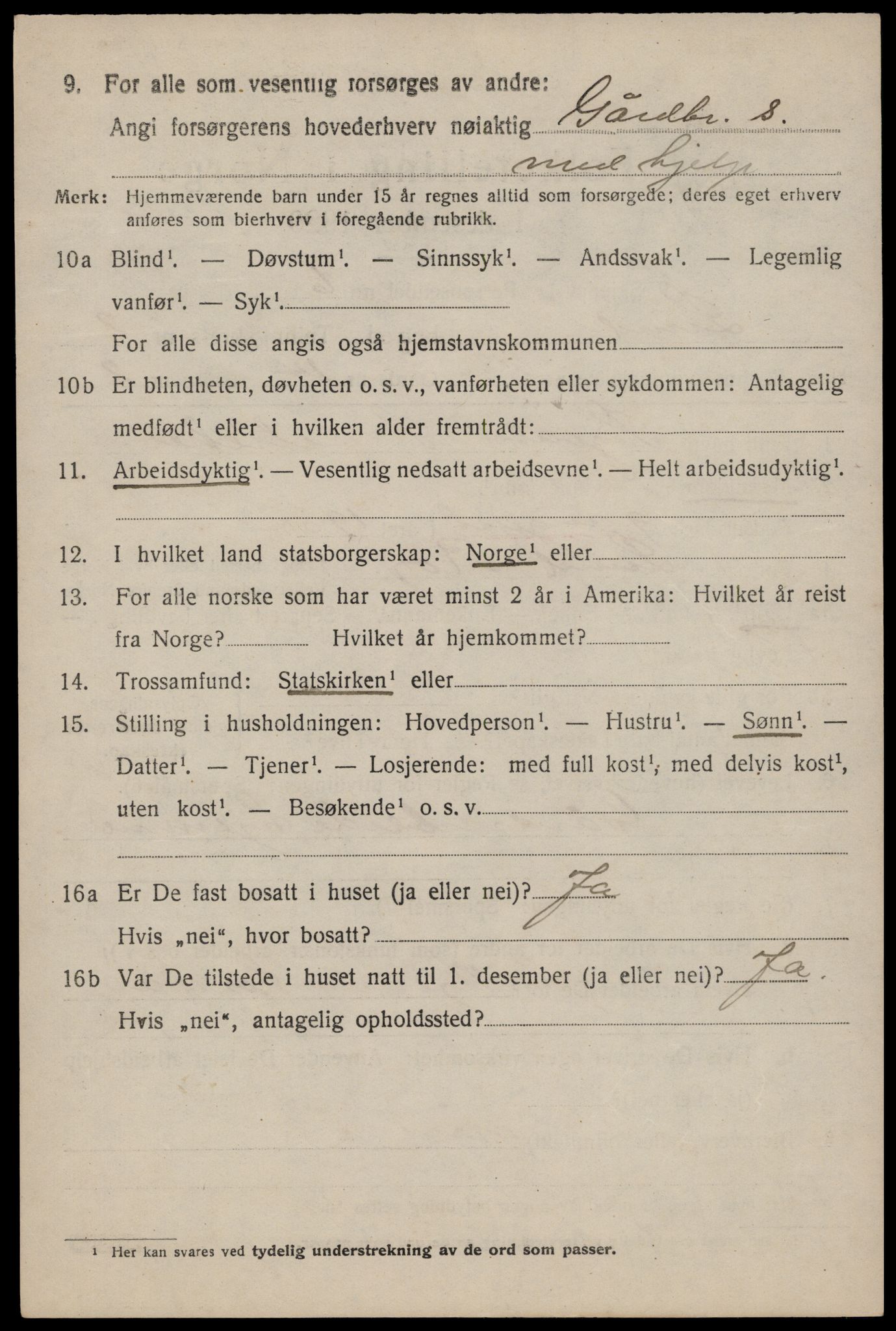 SAST, 1920 census for Lund, 1920, p. 1301