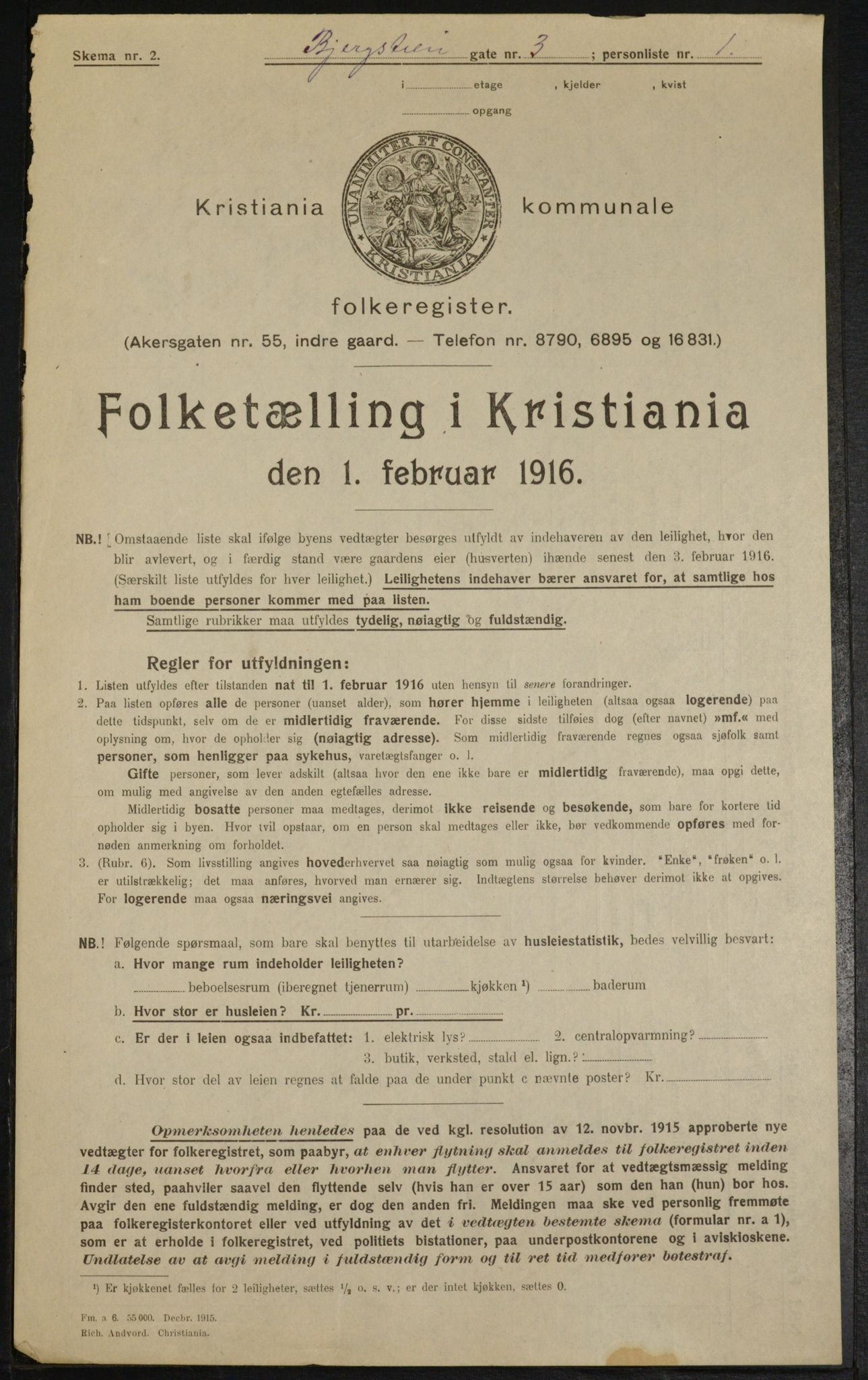 OBA, Municipal Census 1916 for Kristiania, 1916, p. 4404