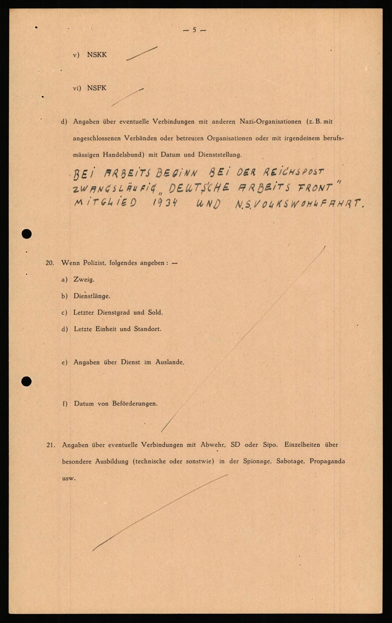 Forsvaret, Forsvarets overkommando II, RA/RAFA-3915/D/Db/L0035: CI Questionaires. Tyske okkupasjonsstyrker i Norge. Tyskere., 1945-1946, p. 439
