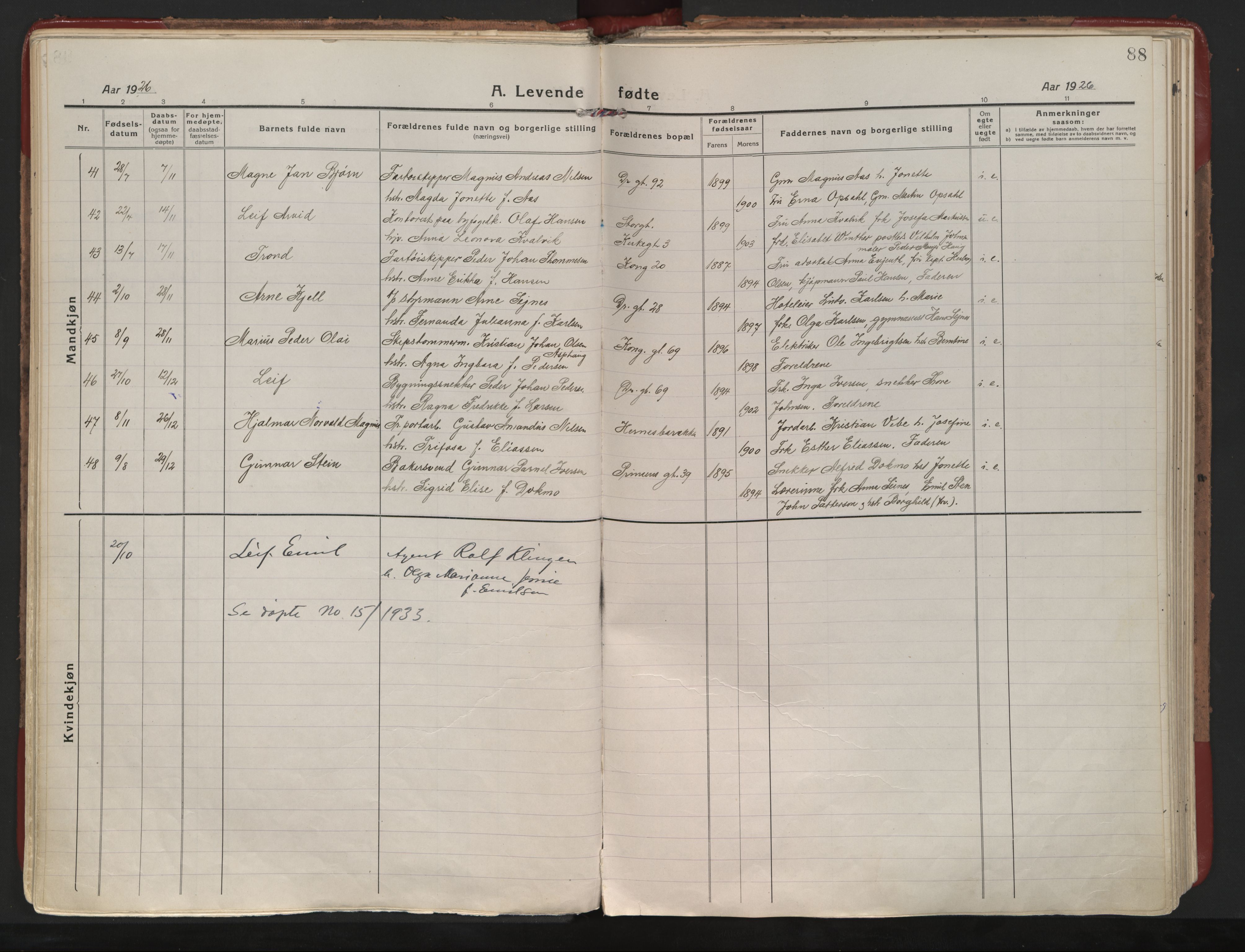 Ministerialprotokoller, klokkerbøker og fødselsregistre - Nordland, SAT/A-1459/801/L0017: Parish register (official) no. 801A17, 1917-1930, p. 88