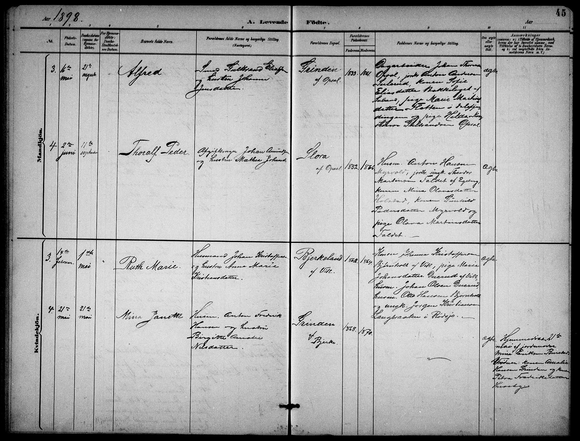 Enebakk prestekontor Kirkebøker, SAO/A-10171c/G/Gb/L0002: Parish register (copy) no. II 2, 1891-1903, p. 45
