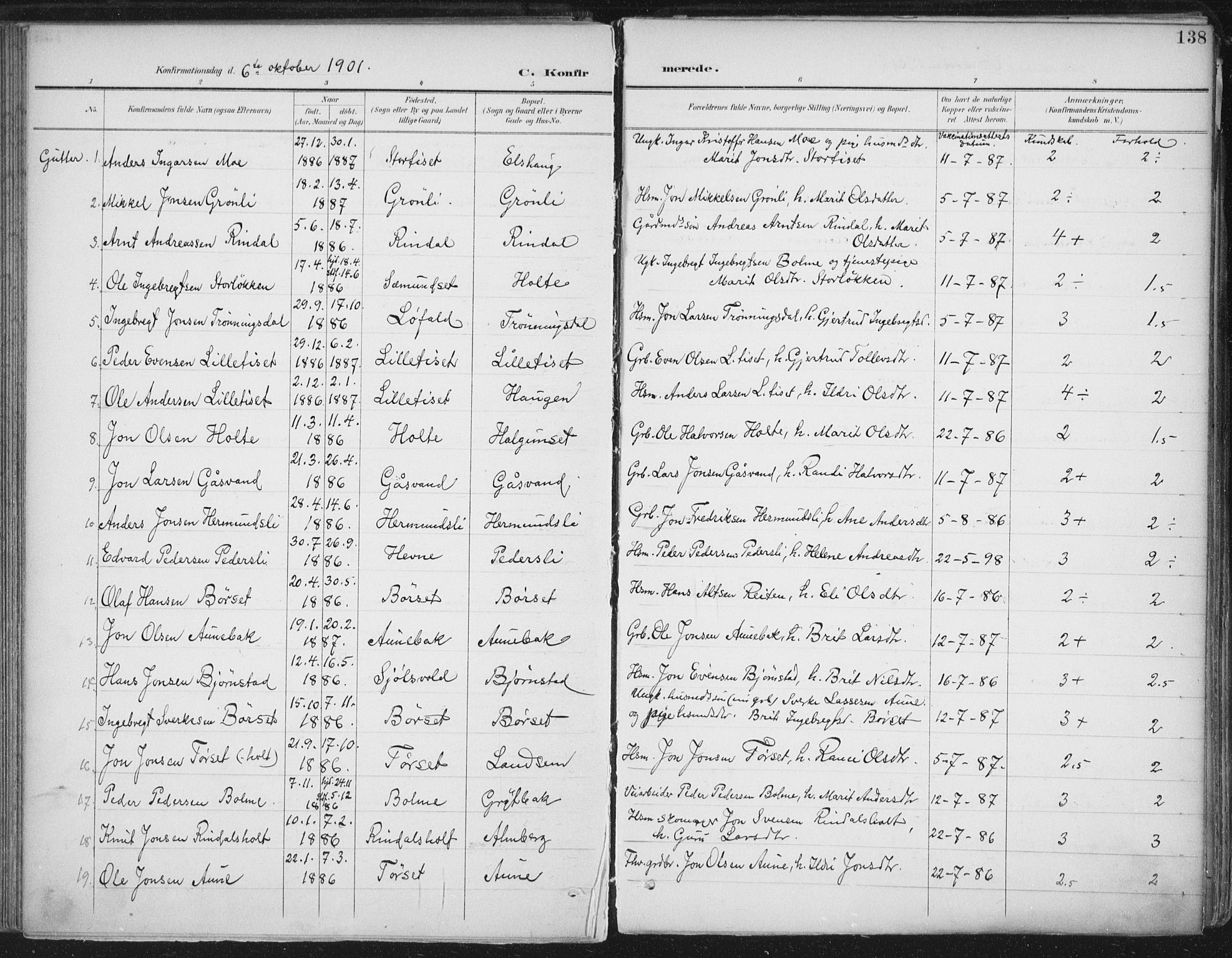 Ministerialprotokoller, klokkerbøker og fødselsregistre - Møre og Romsdal, AV/SAT-A-1454/598/L1072: Parish register (official) no. 598A06, 1896-1910, p. 138