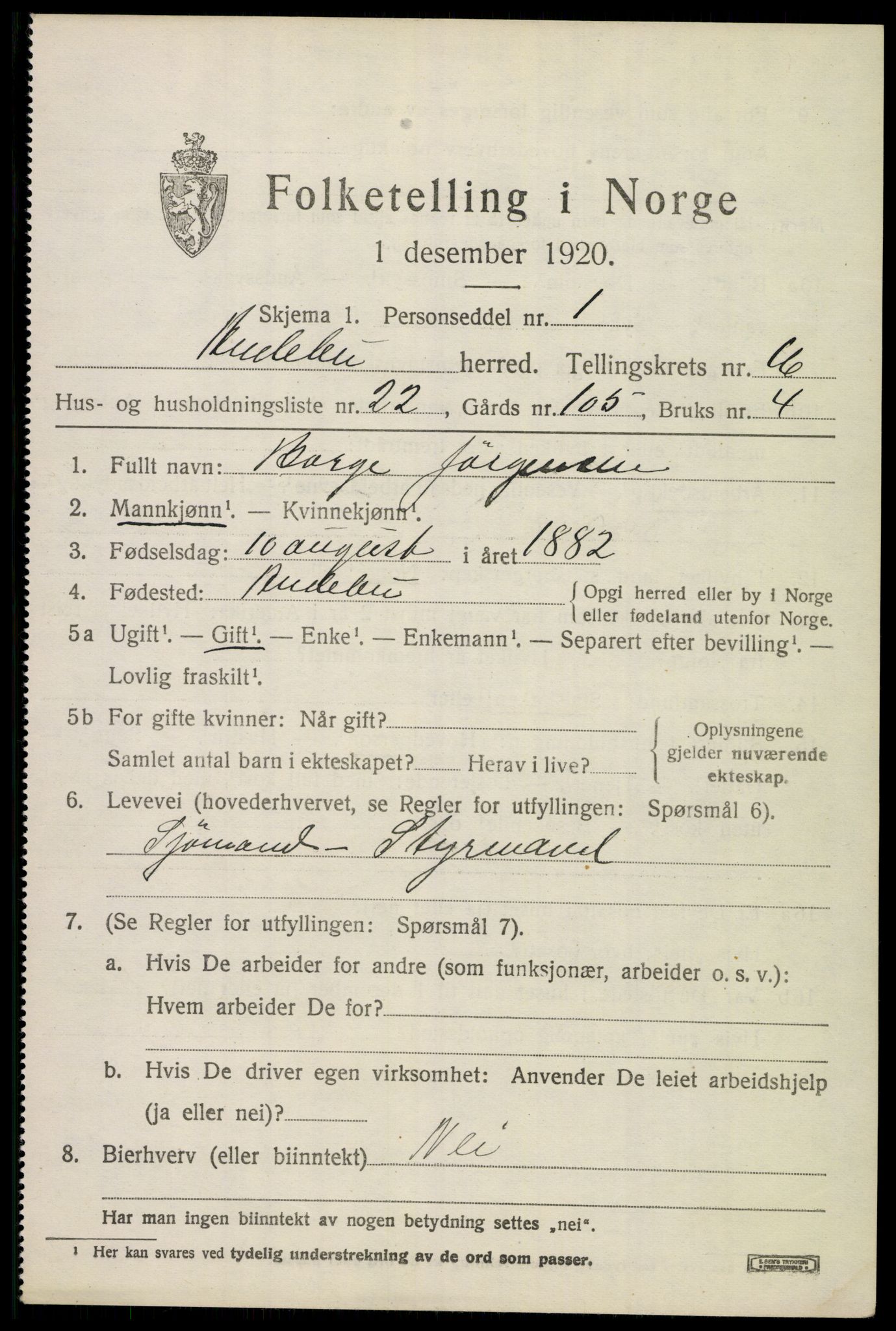 SAKO, 1920 census for Andebu, 1920, p. 5704