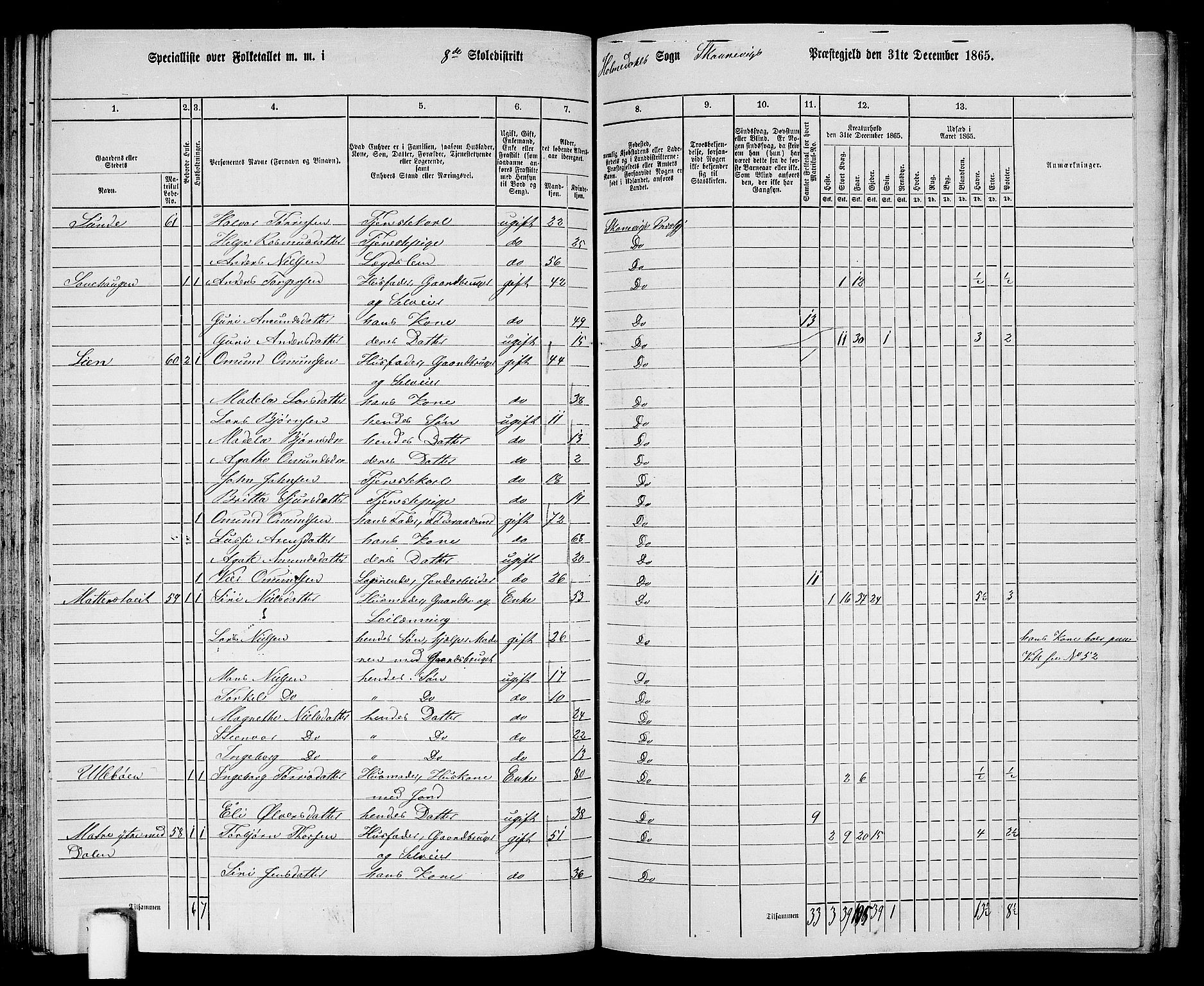 RA, 1865 census for Skånevik, 1865, p. 119