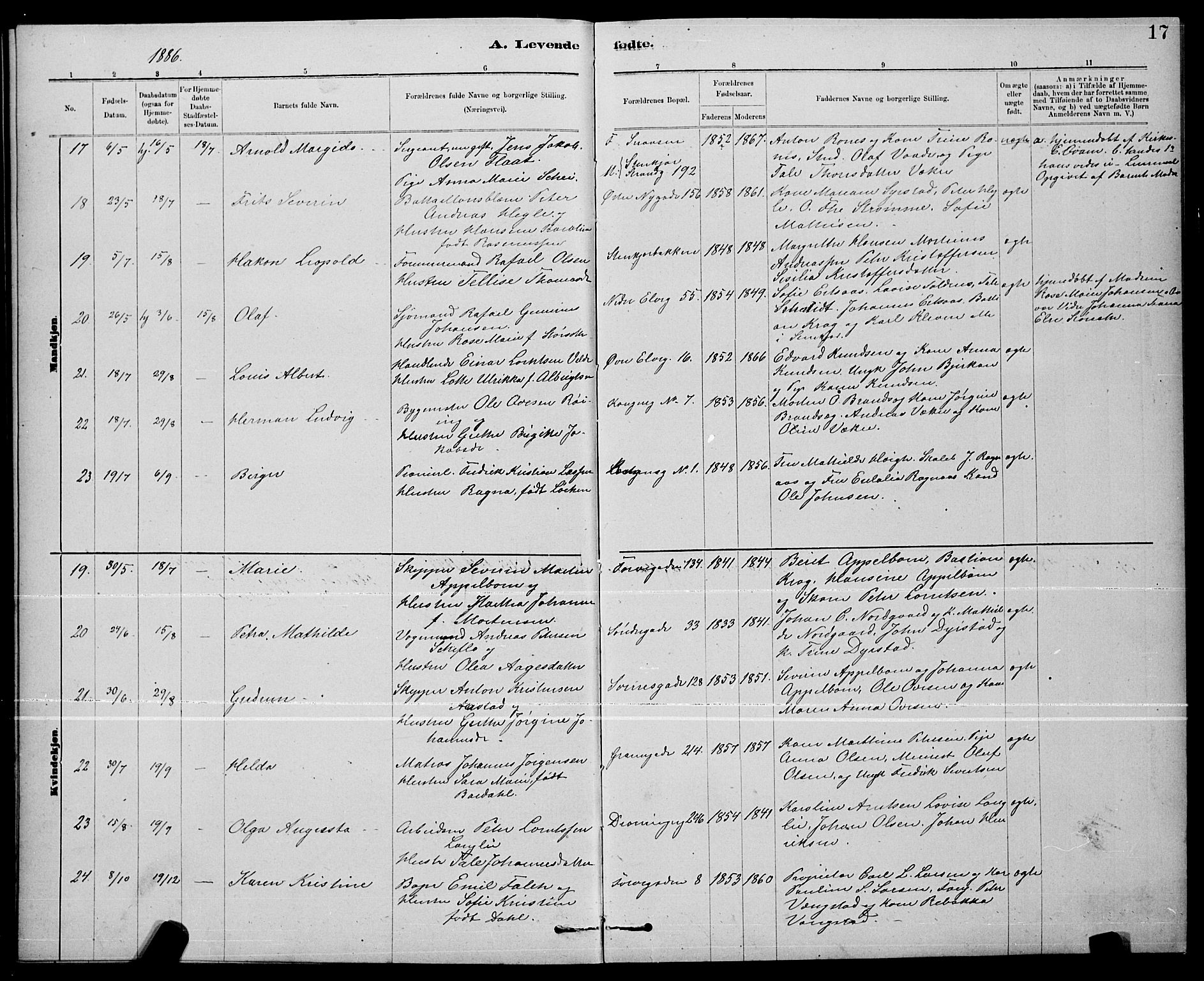 Ministerialprotokoller, klokkerbøker og fødselsregistre - Nord-Trøndelag, SAT/A-1458/739/L0374: Parish register (copy) no. 739C02, 1883-1898, p. 17