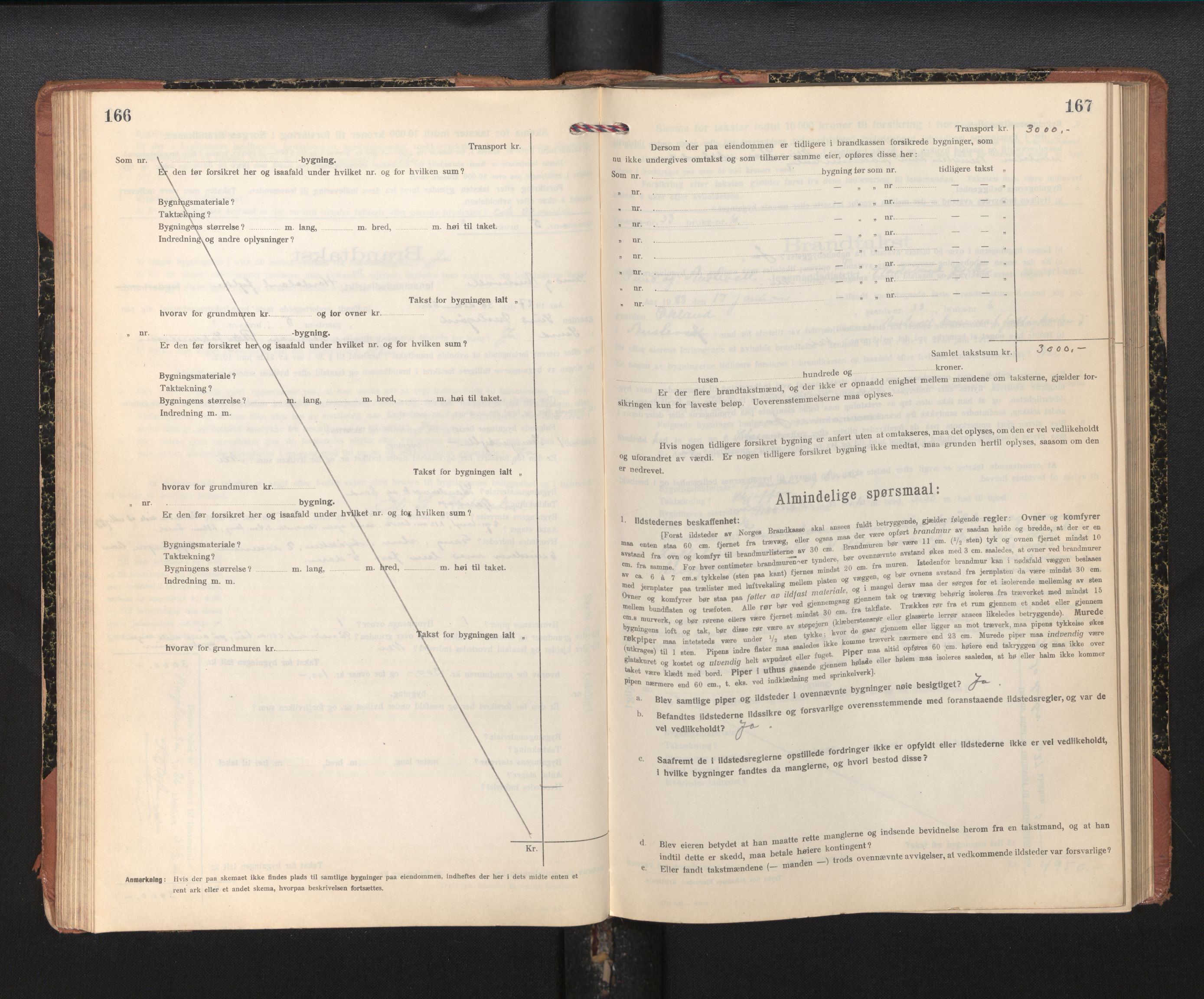 Lensmannen i Sund og Austevoll, SAB/A-35201/0012/L0004: Branntakstprotokoll, skjematakst, 1917-1949, p. 166-167