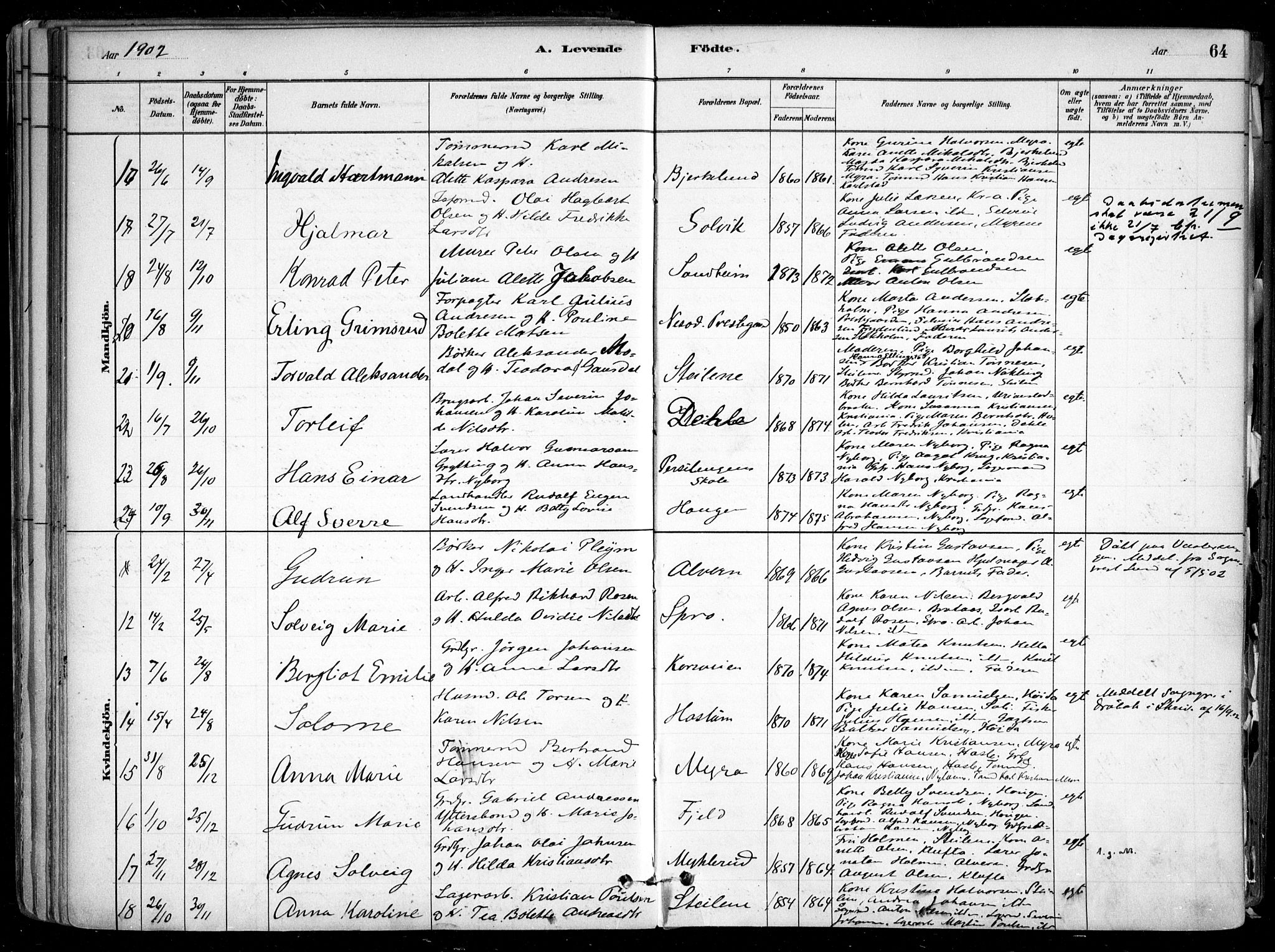 Nesodden prestekontor Kirkebøker, SAO/A-10013/F/Fa/L0009: Parish register (official) no. I 9, 1880-1915, p. 64