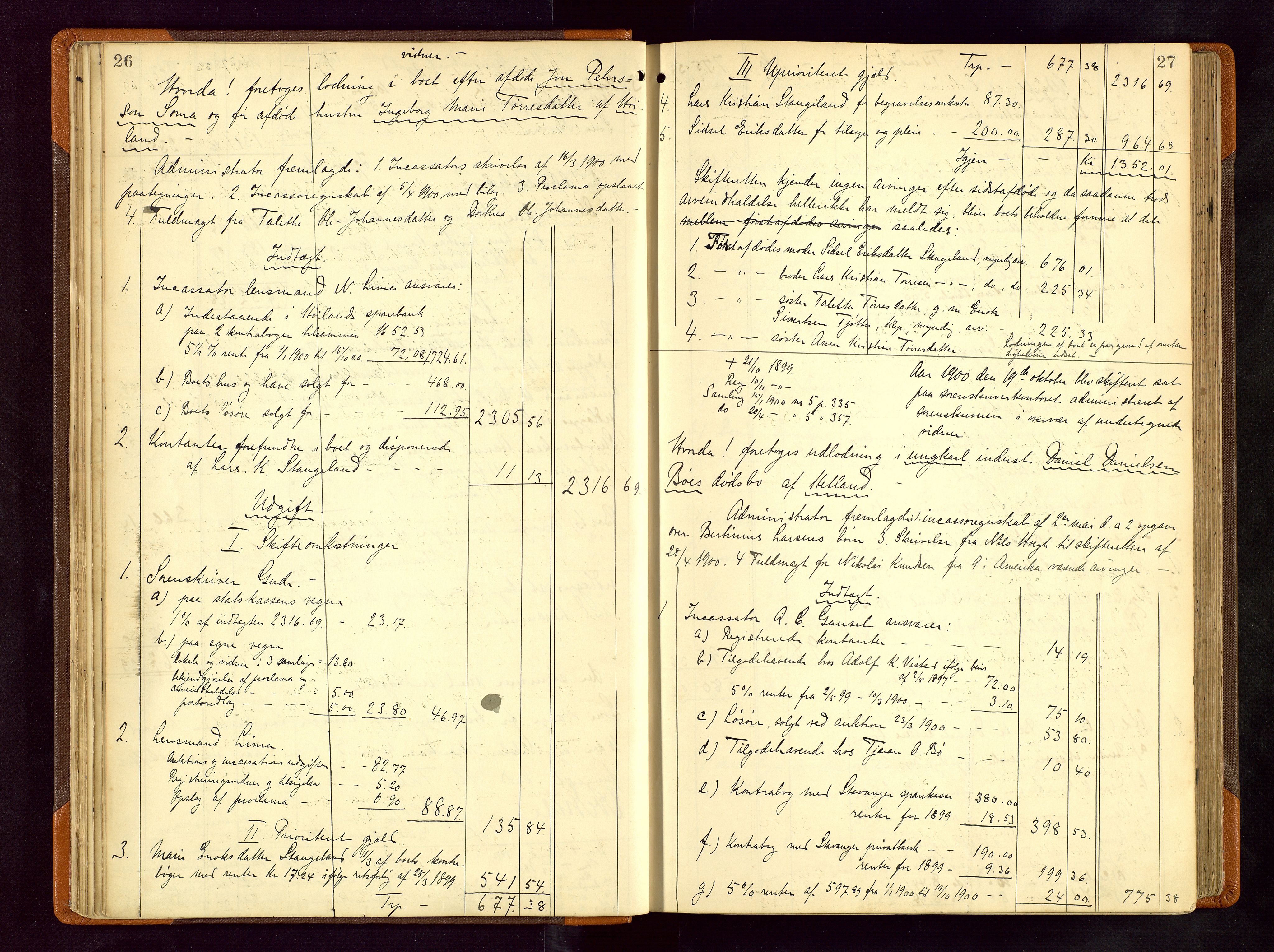 Jæren sorenskriveri, AV/SAST-A-100310/01/5/50/50BB/L0006: SKIFTEUTLODNINGSPROTOKOLL, 1900-1907, p. 26-27