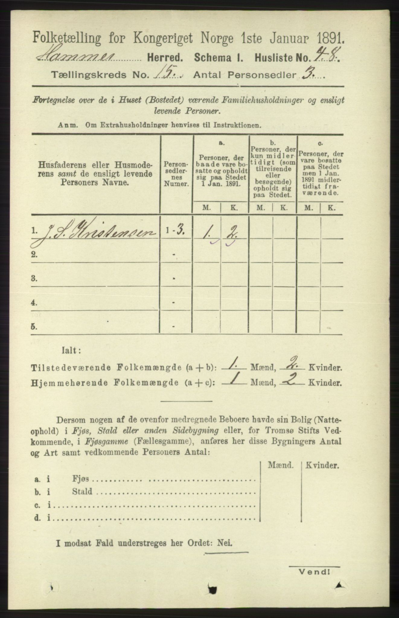 RA, 1891 census for 1254 Hamre, 1891, p. 4686