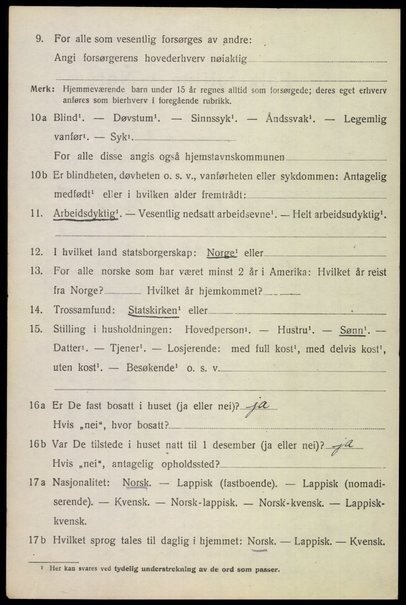 SAT, 1920 census for Ankenes, 1920, p. 3696