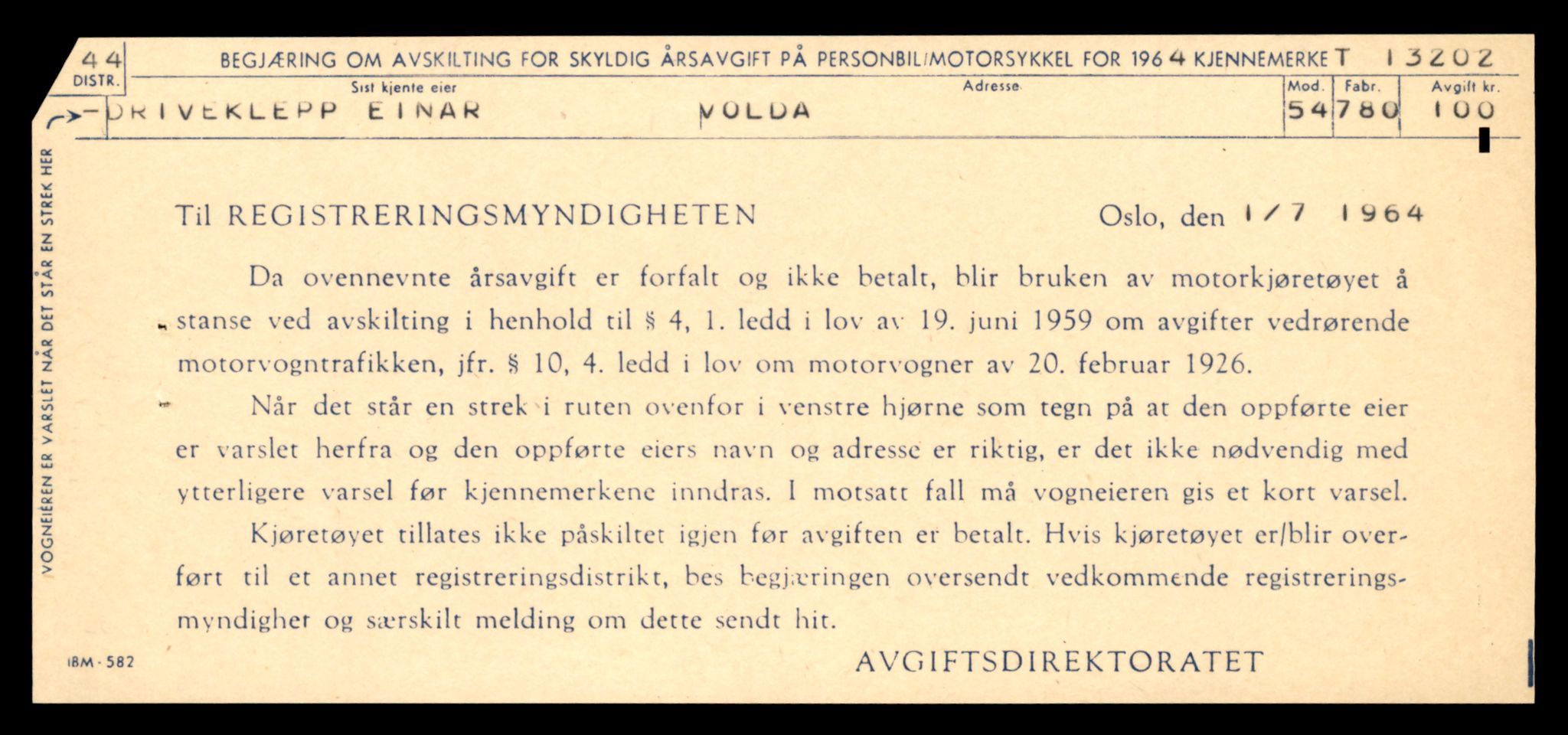 Møre og Romsdal vegkontor - Ålesund trafikkstasjon, AV/SAT-A-4099/F/Fe/L0038: Registreringskort for kjøretøy T 13180 - T 13360, 1927-1998, p. 371