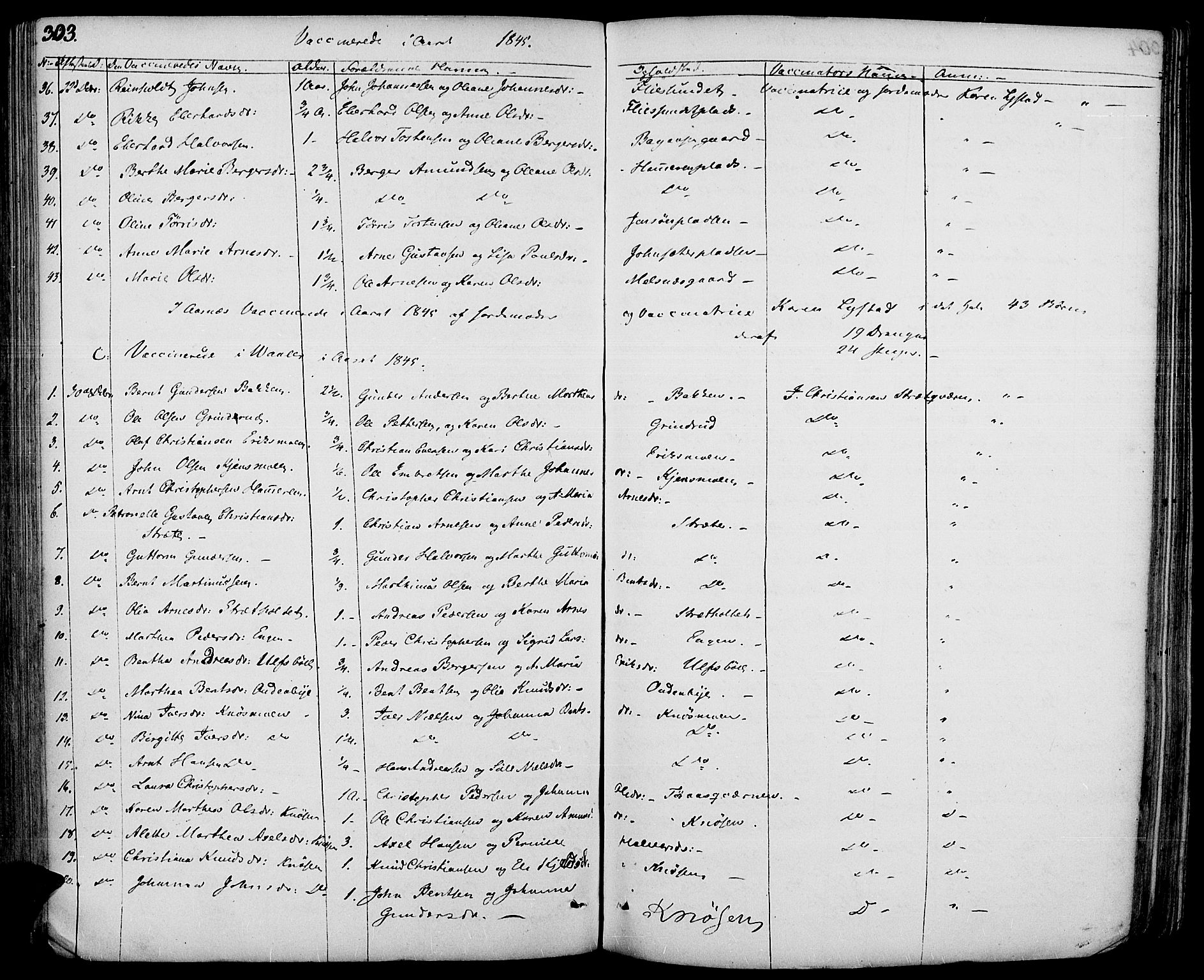 Hof prestekontor, AV/SAH-PREST-038/H/Ha/Haa/L0007: Parish register (official) no. 7, 1841-1848, p. 303