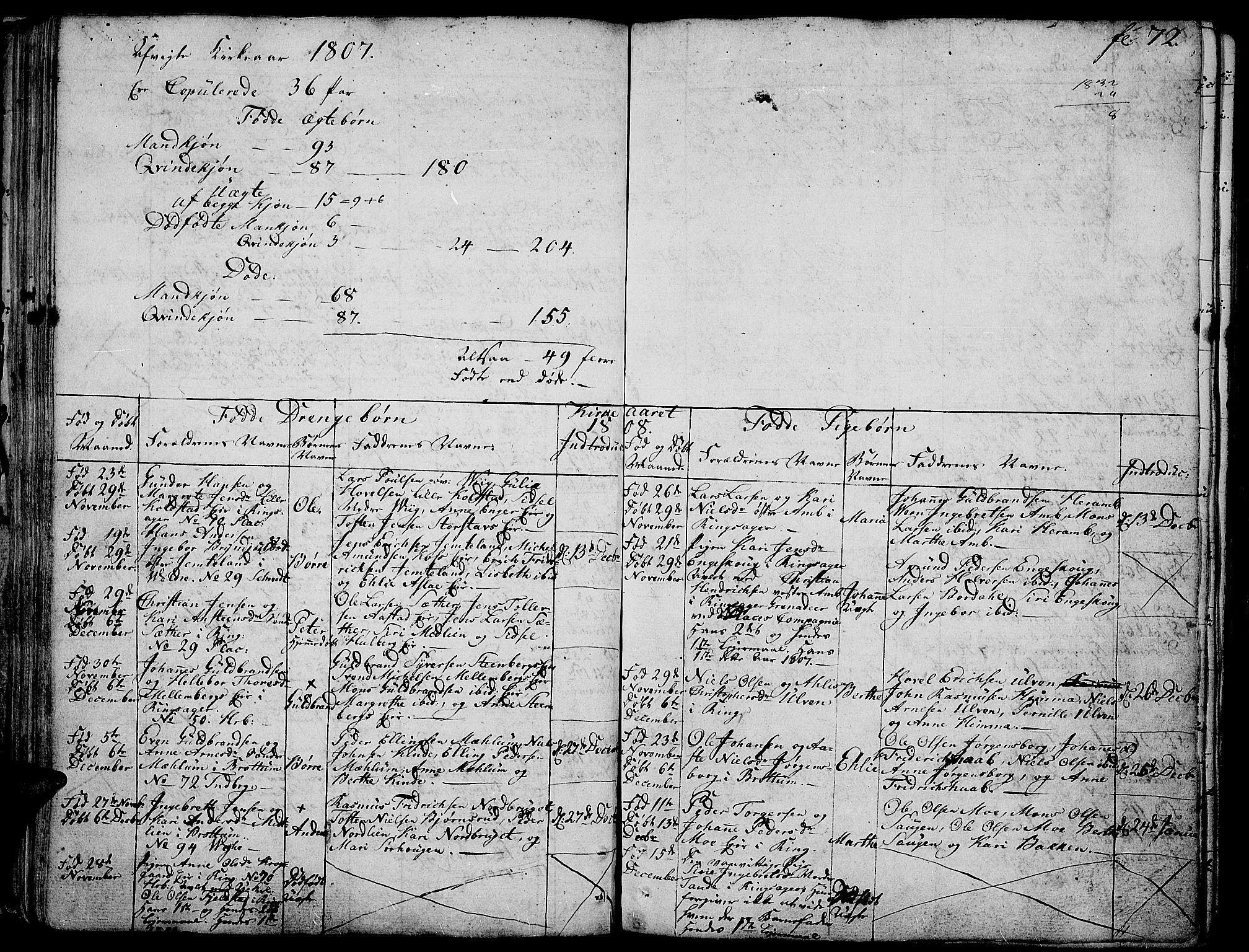 Ringsaker prestekontor, AV/SAH-PREST-014/K/Ka/L0004: Parish register (official) no. 4, 1799-1814, p. 72