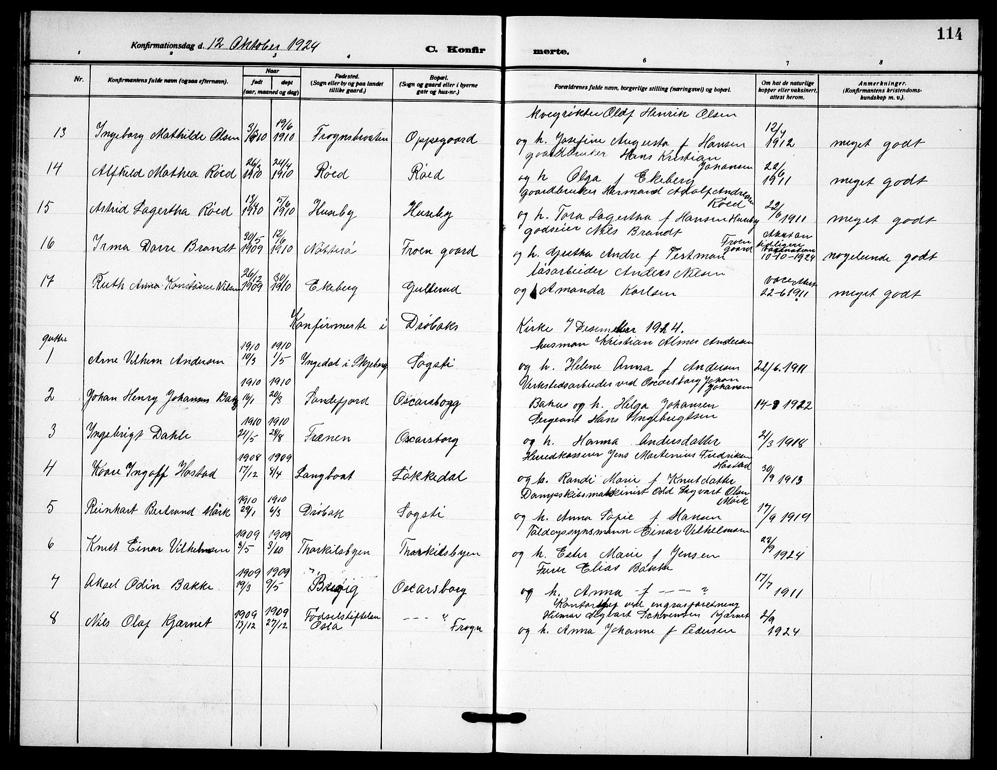 Drøbak prestekontor Kirkebøker, AV/SAO-A-10142a/G/Gb/L0002: Parish register (copy) no. II 2, 1919-1939, p. 114