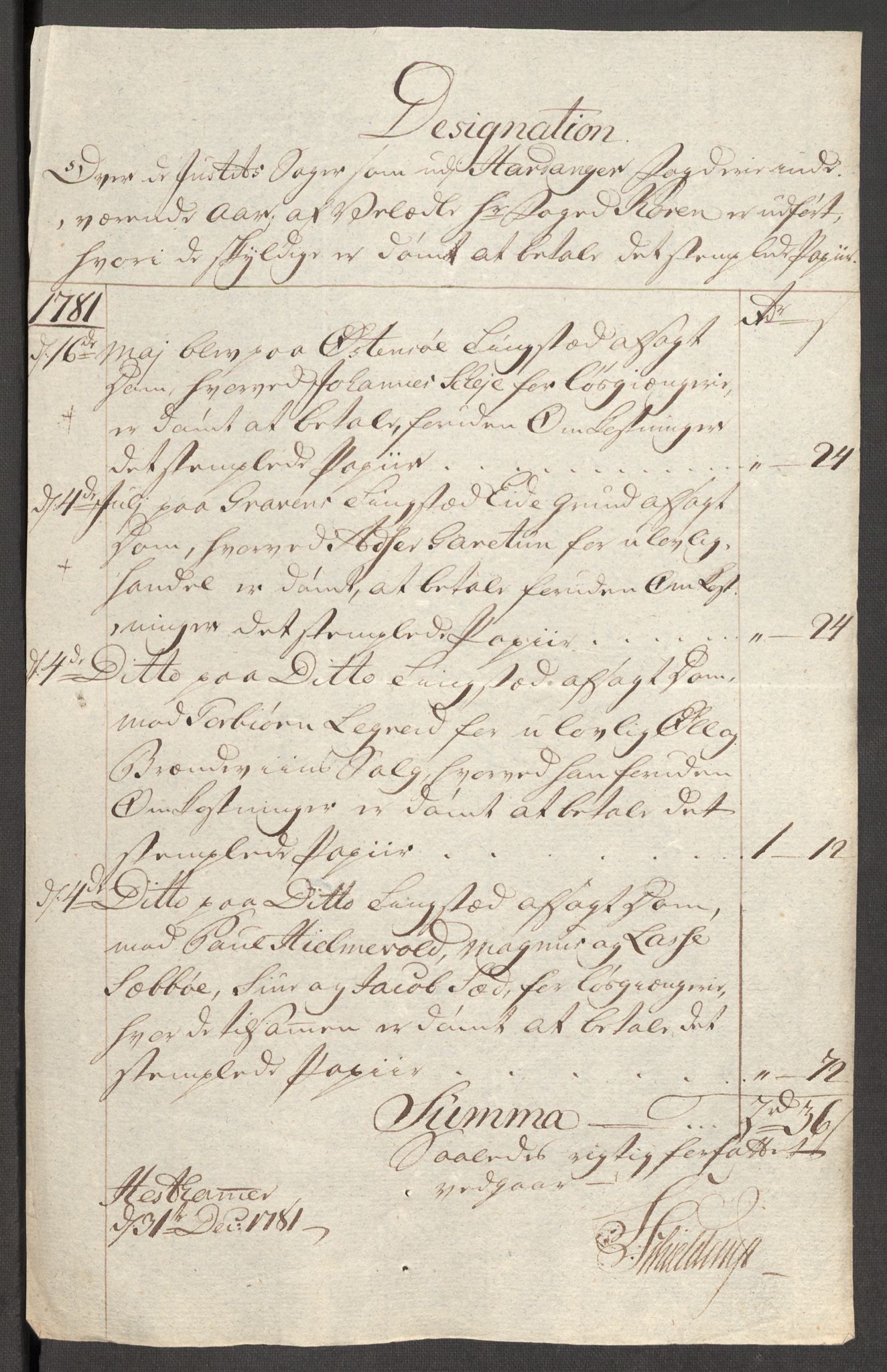 Rentekammeret inntil 1814, Reviderte regnskaper, Fogderegnskap, AV/RA-EA-4092/R48/L3097: Fogderegnskap Sunnhordland og Hardanger, 1781, p. 267