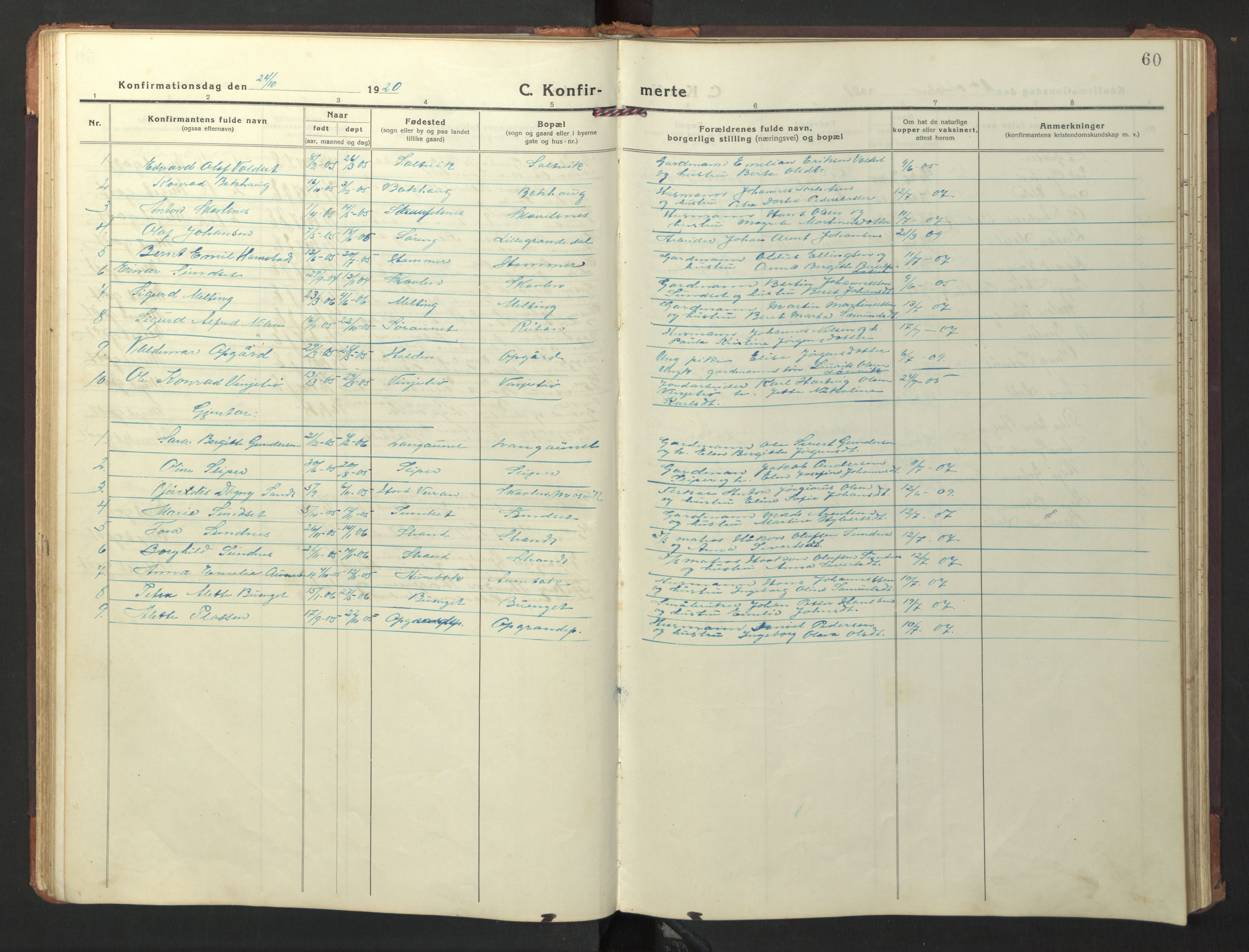 Ministerialprotokoller, klokkerbøker og fødselsregistre - Nord-Trøndelag, AV/SAT-A-1458/733/L0328: Parish register (copy) no. 733C03, 1919-1966, p. 60