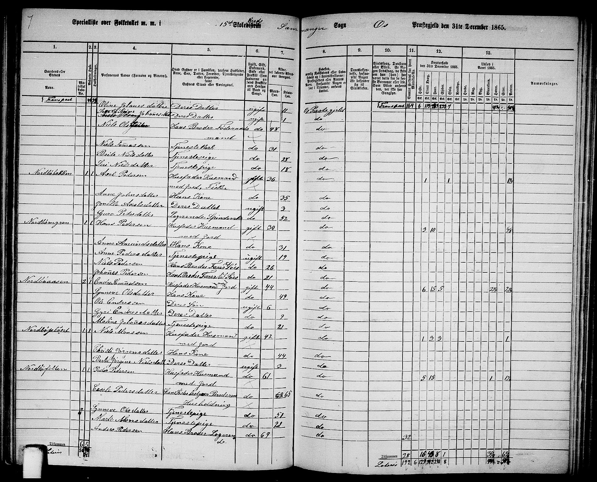 RA, 1865 census for Os, 1865, p. 105