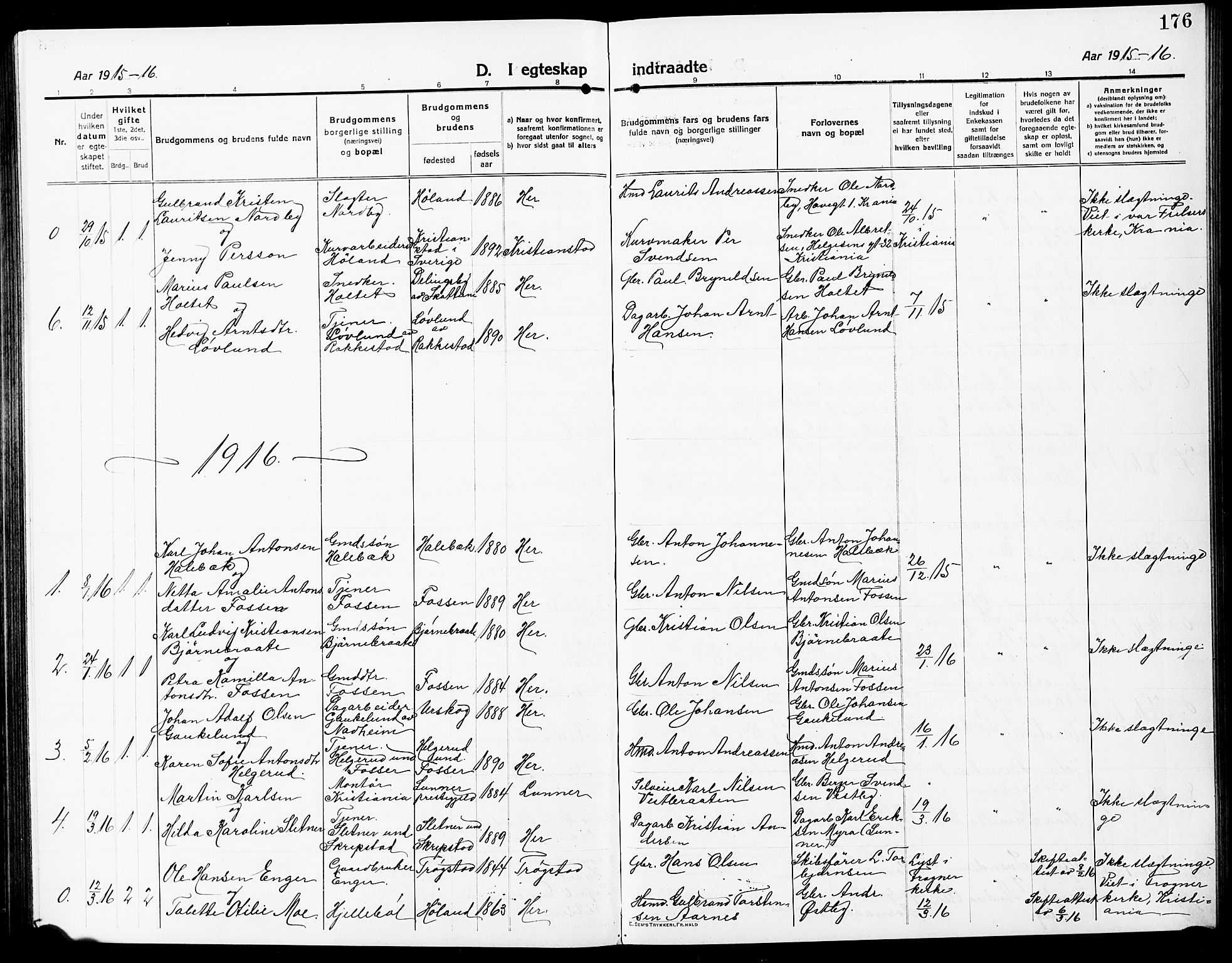 Høland prestekontor Kirkebøker, SAO/A-10346a/G/Ga/L0008: Parish register (copy) no. I 8, 1915-1929, p. 176