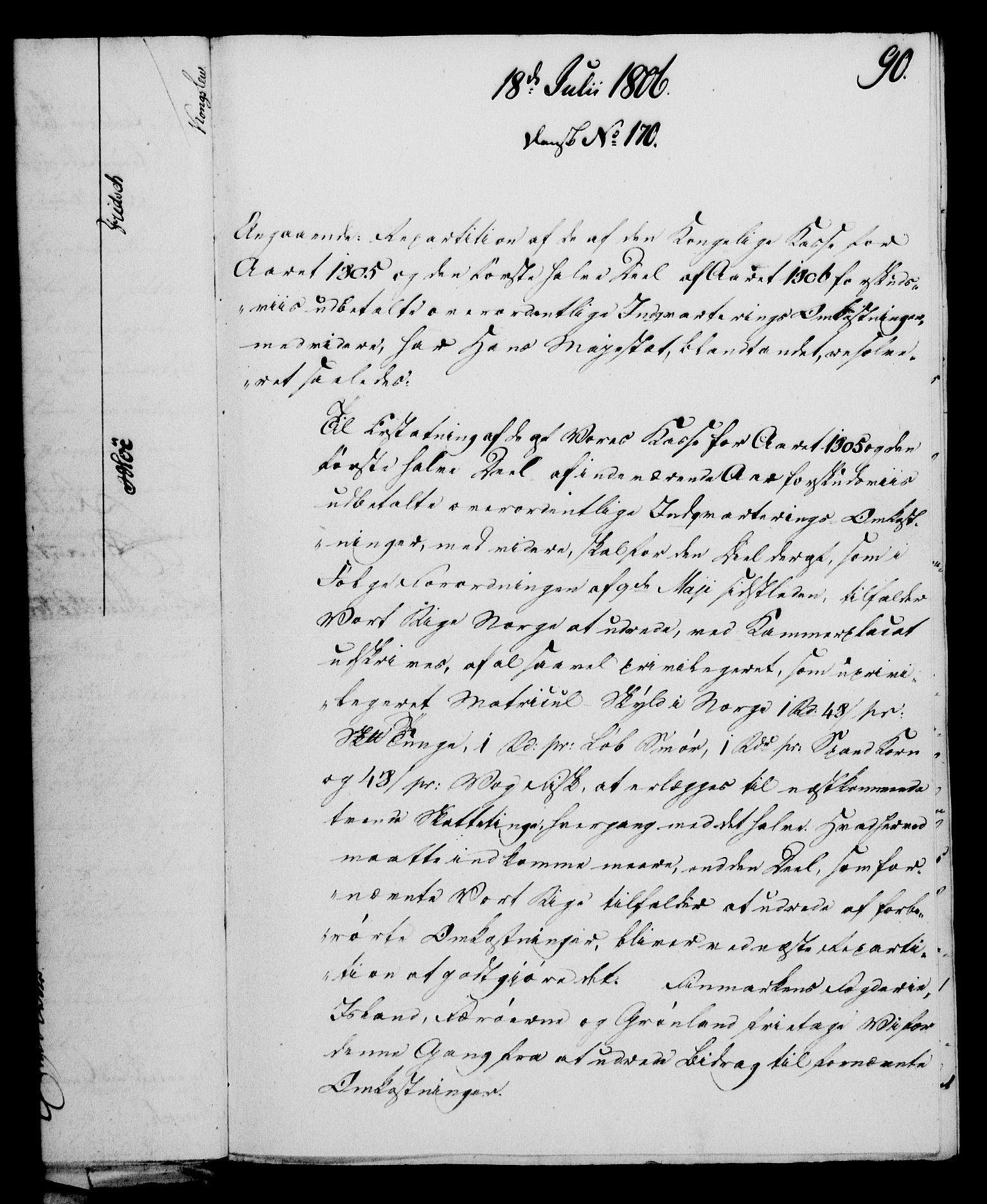 Rentekammeret, Kammerkanselliet, RA/EA-3111/G/Gf/Gfa/L0088: Norsk relasjons- og resolusjonsprotokoll (merket RK 52.88), 1806, p. 561