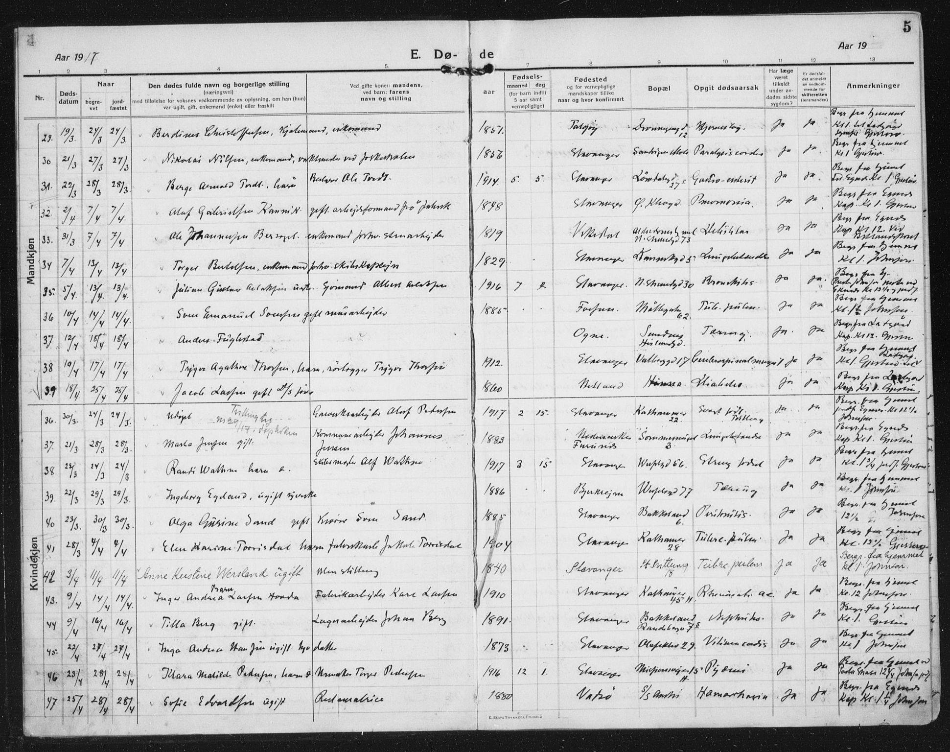 Domkirken sokneprestkontor, AV/SAST-A-101812/002/A/L0017: Parish register (official) no. A 36, 1917-1938, p. 5