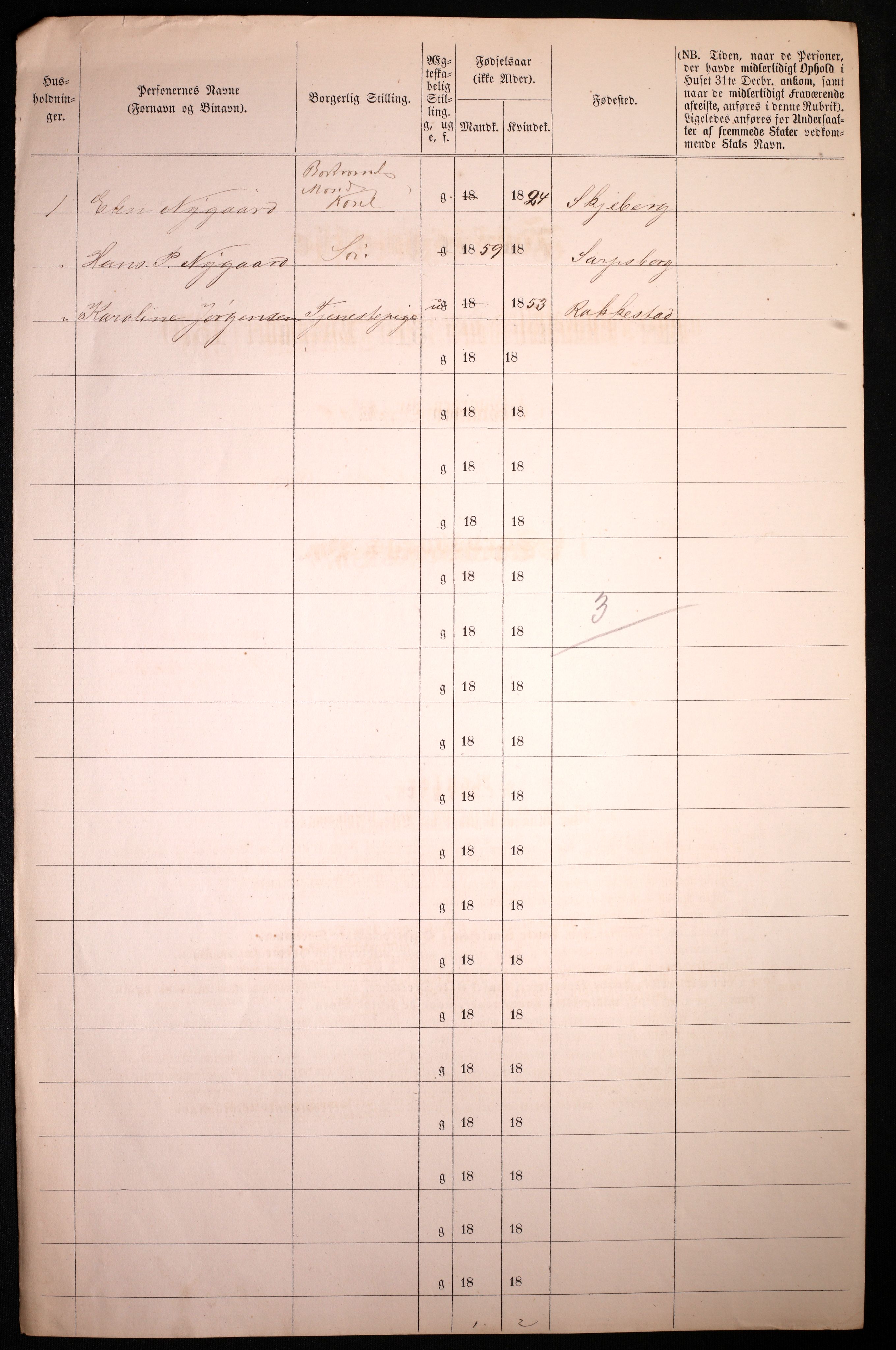 RA, 1870 census for 0102 Sarpsborg, 1870, p. 374