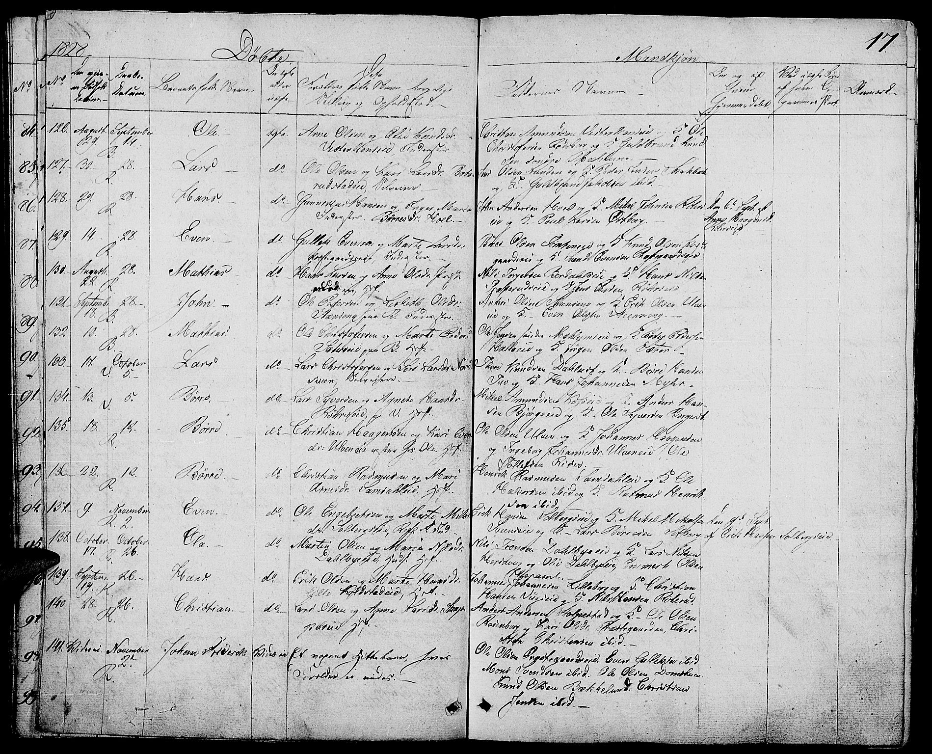 Ringsaker prestekontor, AV/SAH-PREST-014/L/La/L0004: Parish register (copy) no. 4, 1827-1838, p. 17
