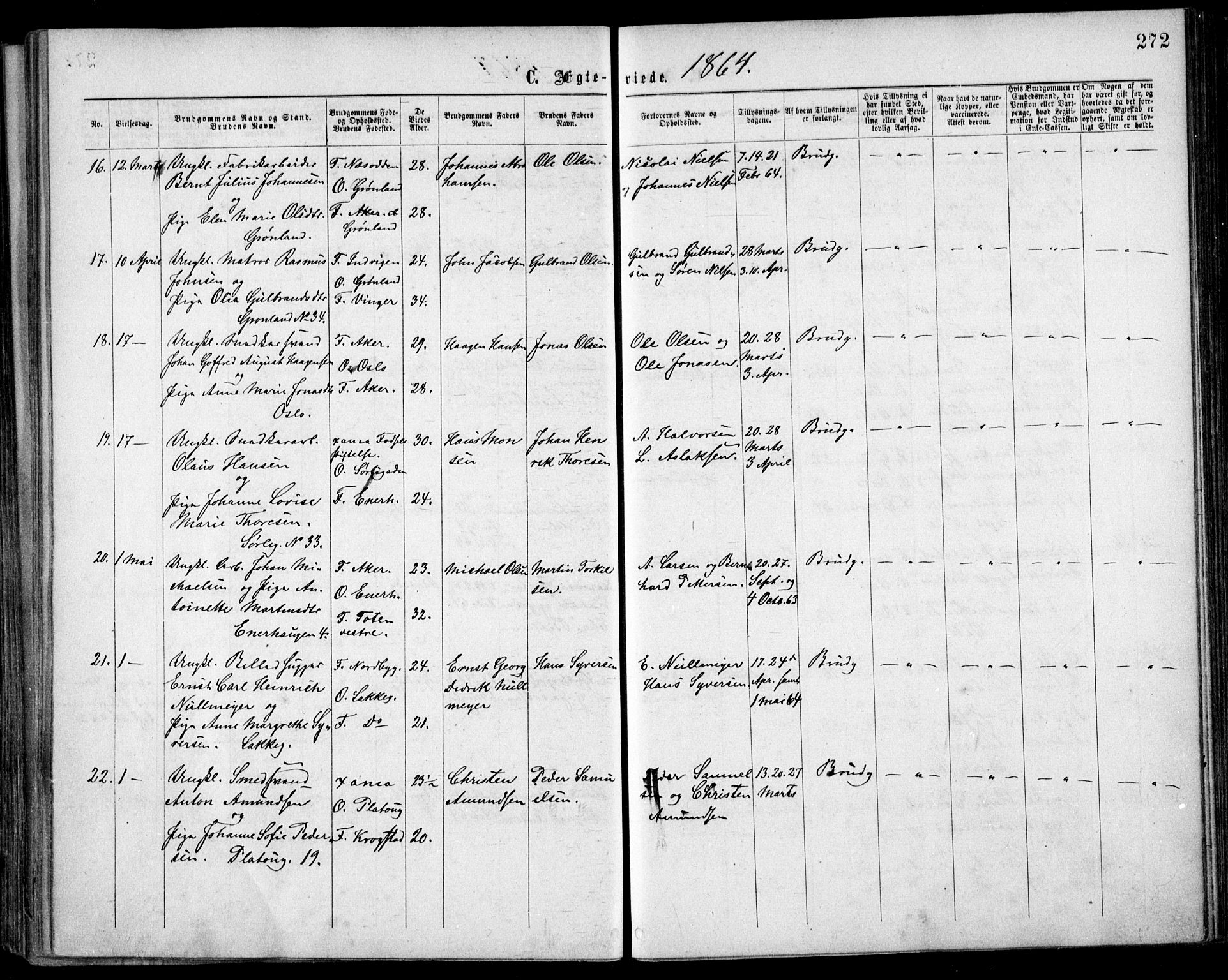 Grønland prestekontor Kirkebøker, AV/SAO-A-10848/F/Fa/L0003: Parish register (official) no. 3, 1862-1868, p. 272