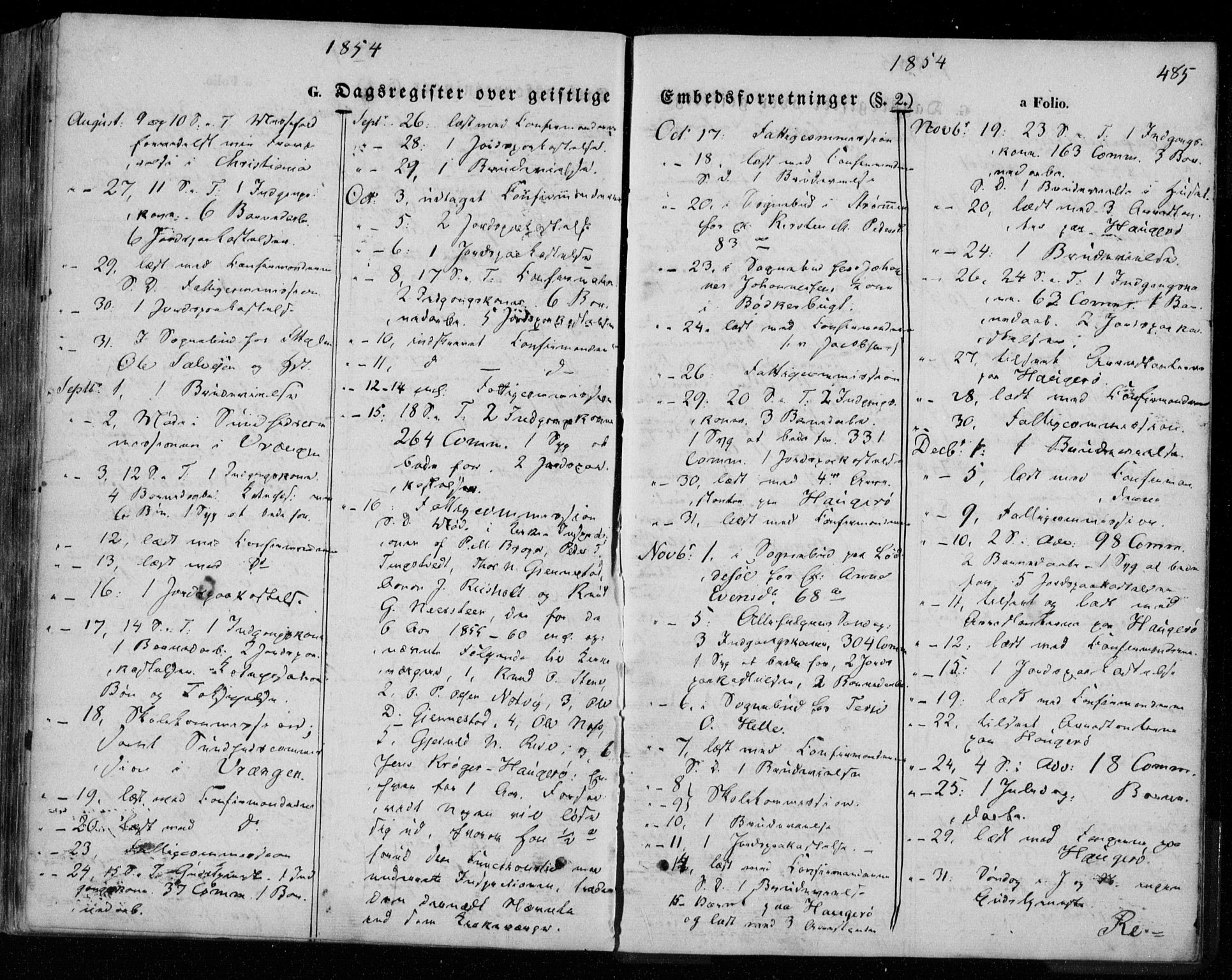 Øyestad sokneprestkontor, AV/SAK-1111-0049/F/Fa/L0014: Parish register (official) no. A 14, 1843-1856, p. 485