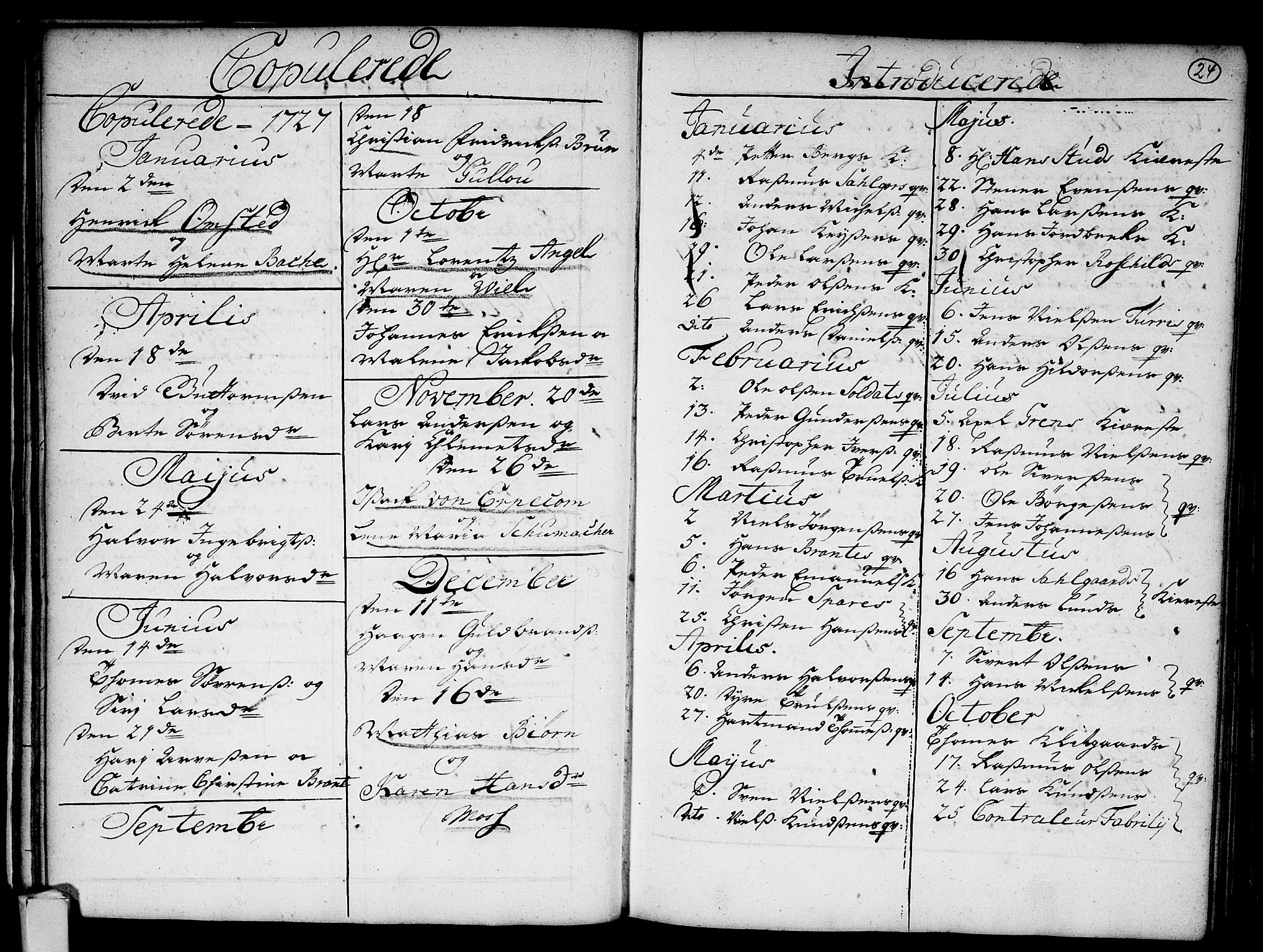 Strømsø kirkebøker, AV/SAKO-A-246/F/Fa/L0003: Parish register (official) no. I 3, 1727-1731, p. 24