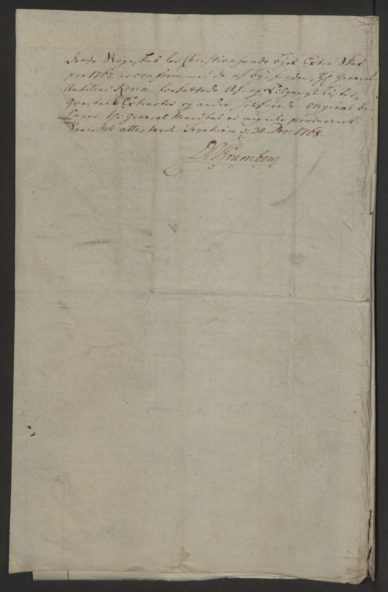 Rentekammeret inntil 1814, Reviderte regnskaper, Byregnskaper, AV/RA-EA-4066/R/Rr/L0495/0004: [R1] Kontribusjonsregnskap / Ekstraskatt, 1762-1772, p. 132