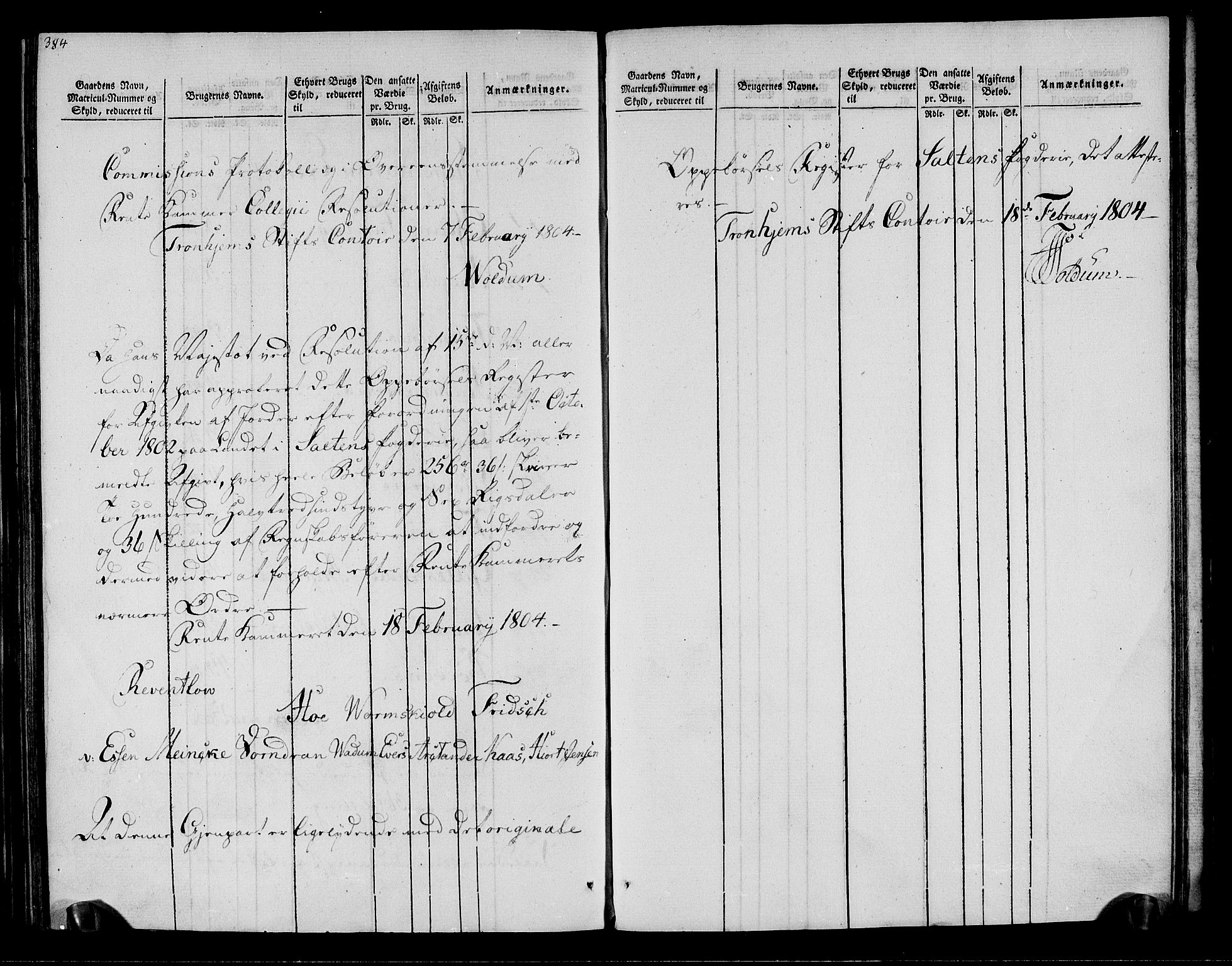 Rentekammeret inntil 1814, Realistisk ordnet avdeling, AV/RA-EA-4070/N/Ne/Nea/L0161: Salten fogderi. Oppebørselsregister, 1803-1804, p. 195
