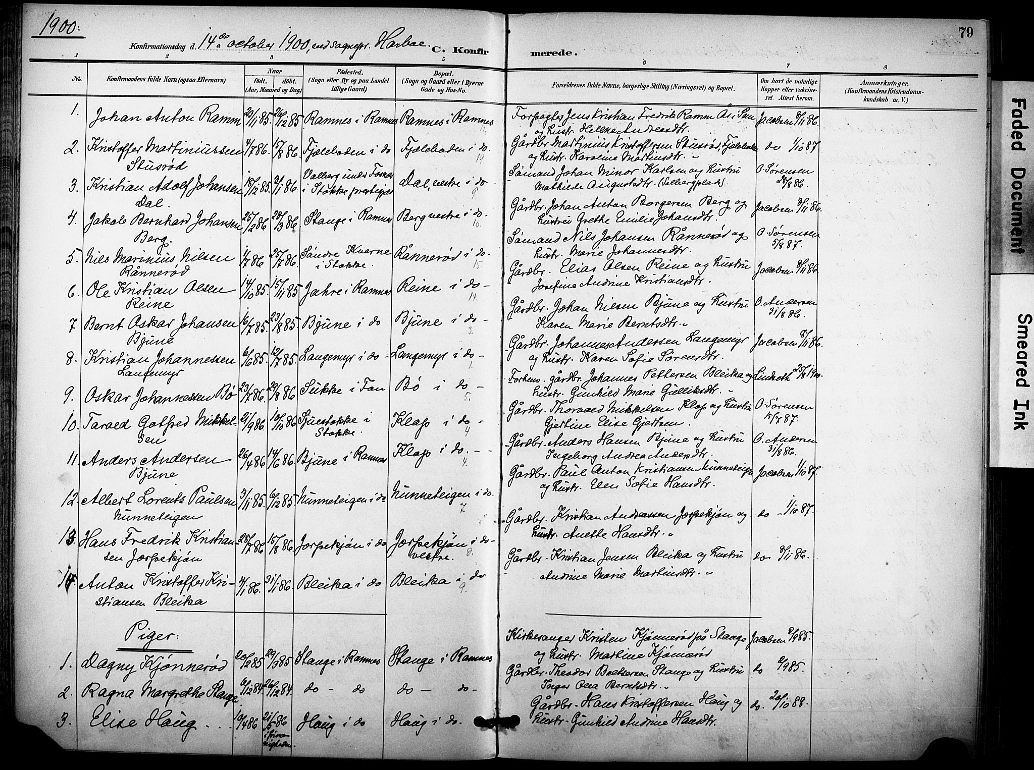 Ramnes kirkebøker, AV/SAKO-A-314/F/Fa/L0008: Parish register (official) no. I 8, 1896-1913, p. 79