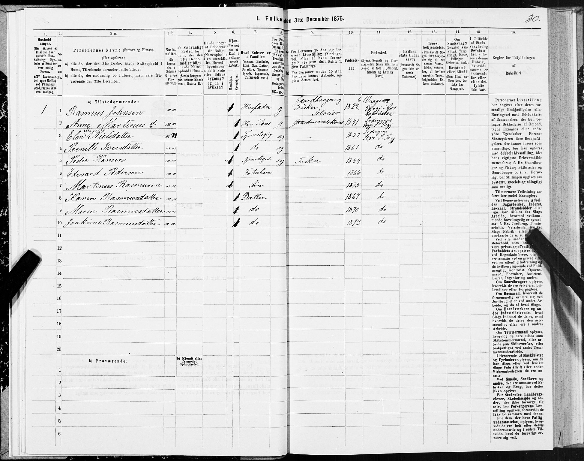 SAT, 1875 census for 1848P Steigen, 1875, p. 1030