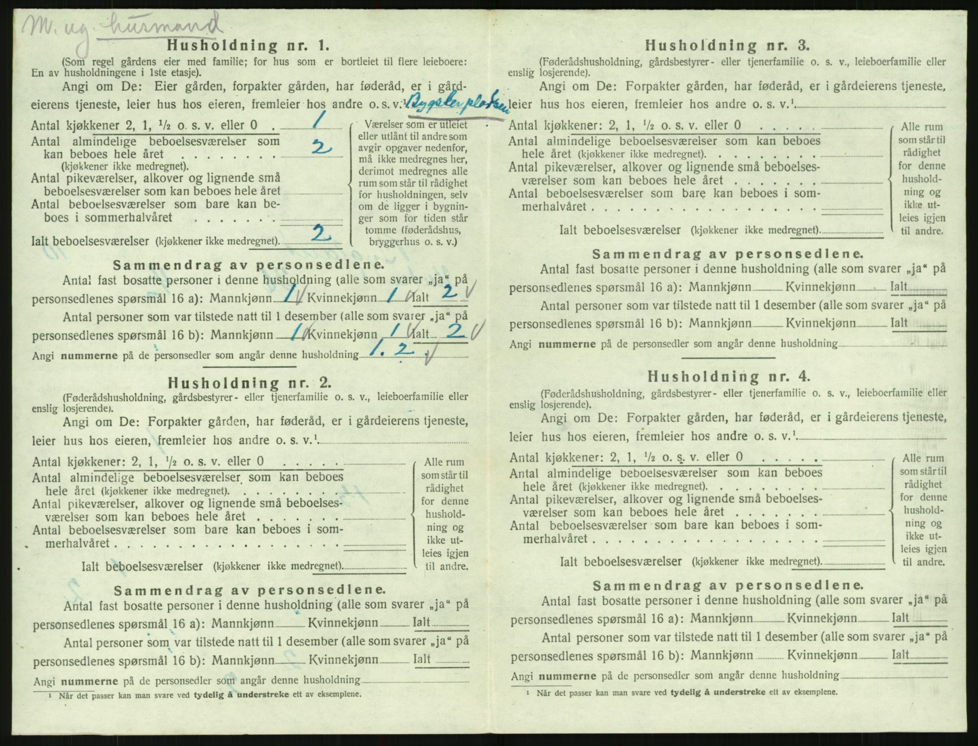 SAK, 1920 census for Bygland, 1920, p. 648