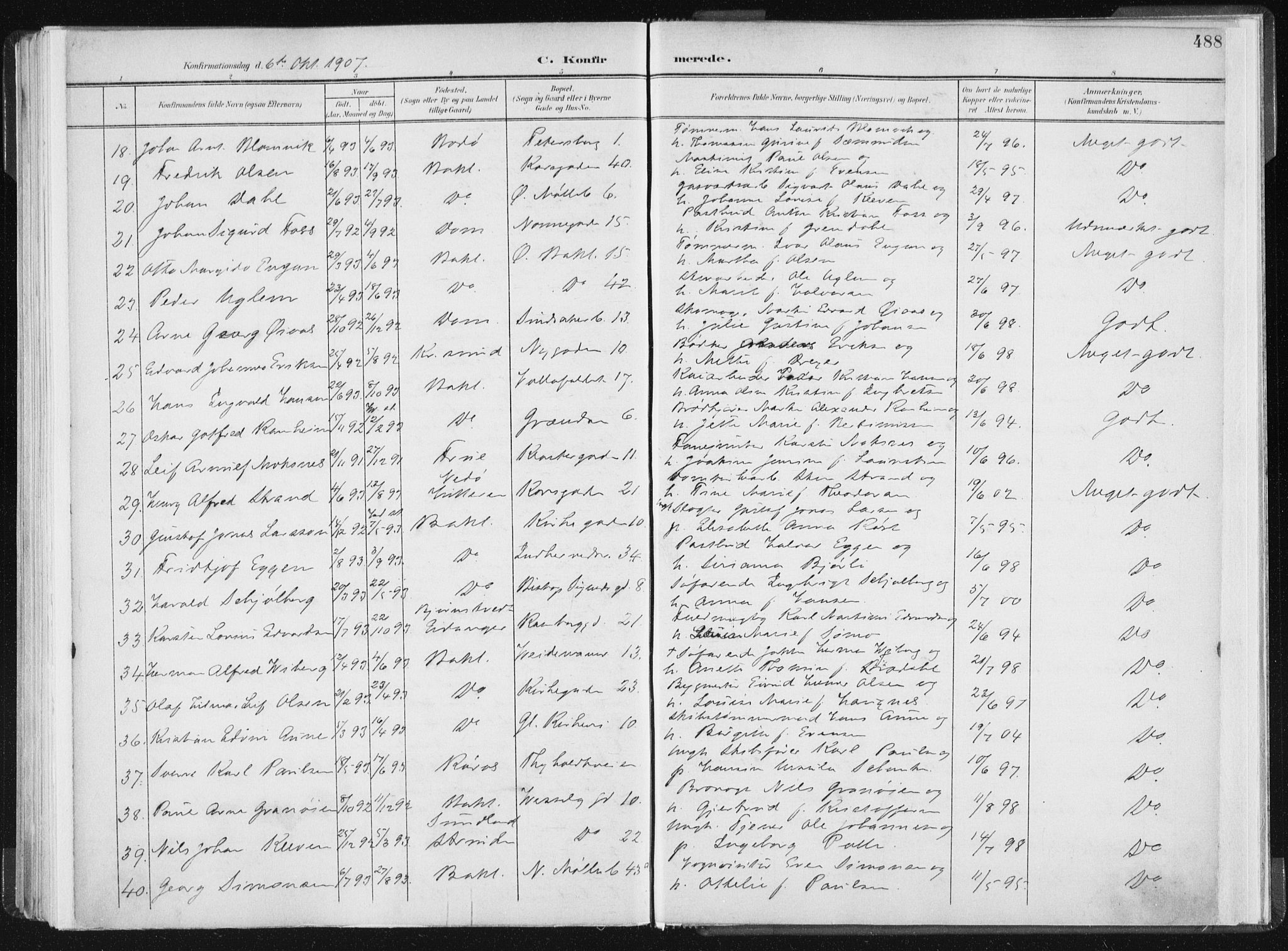 Ministerialprotokoller, klokkerbøker og fødselsregistre - Sør-Trøndelag, AV/SAT-A-1456/604/L0200: Parish register (official) no. 604A20II, 1901-1908, p. 488