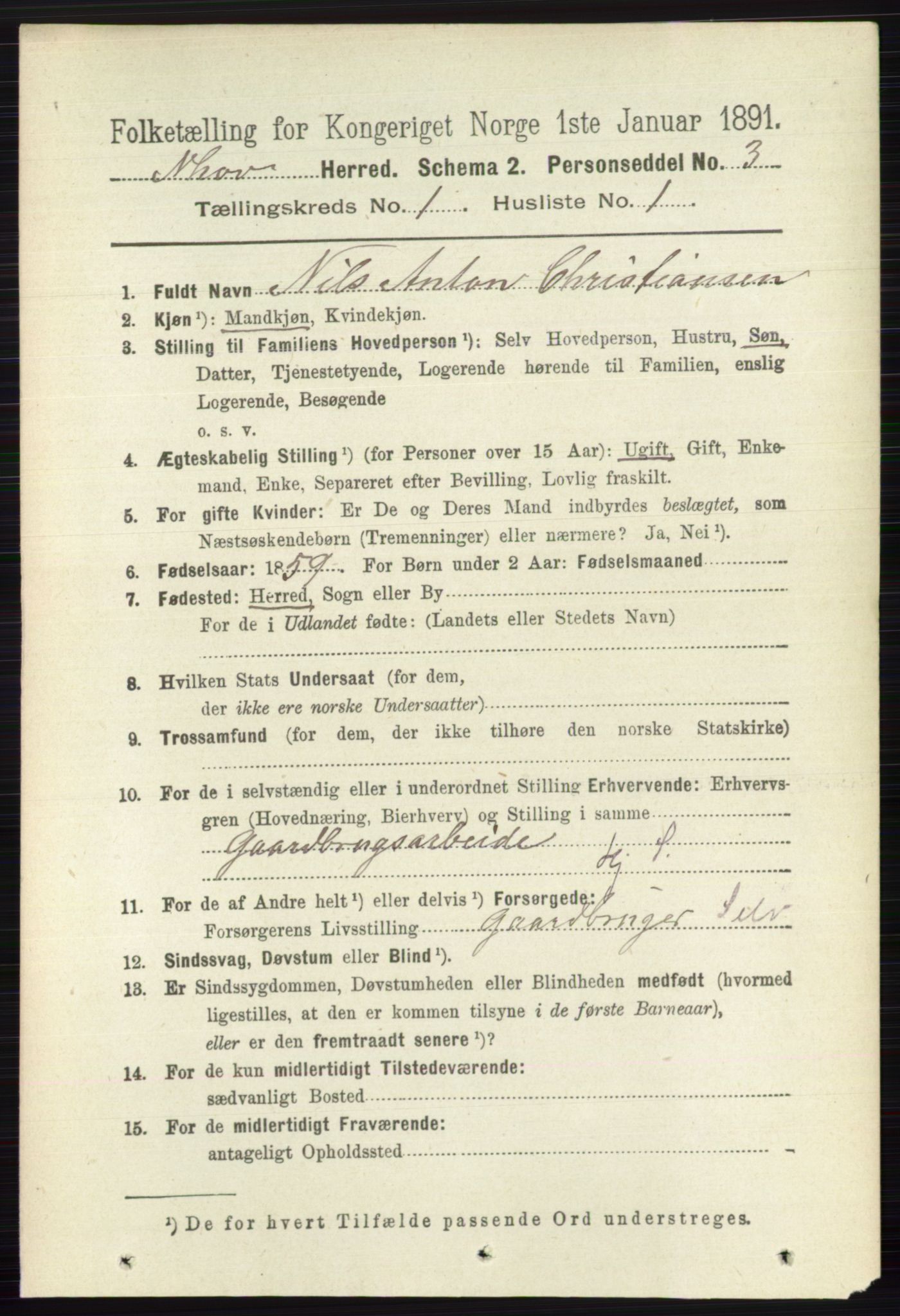 RA, 1891 census for 0613 Norderhov, 1891, p. 123