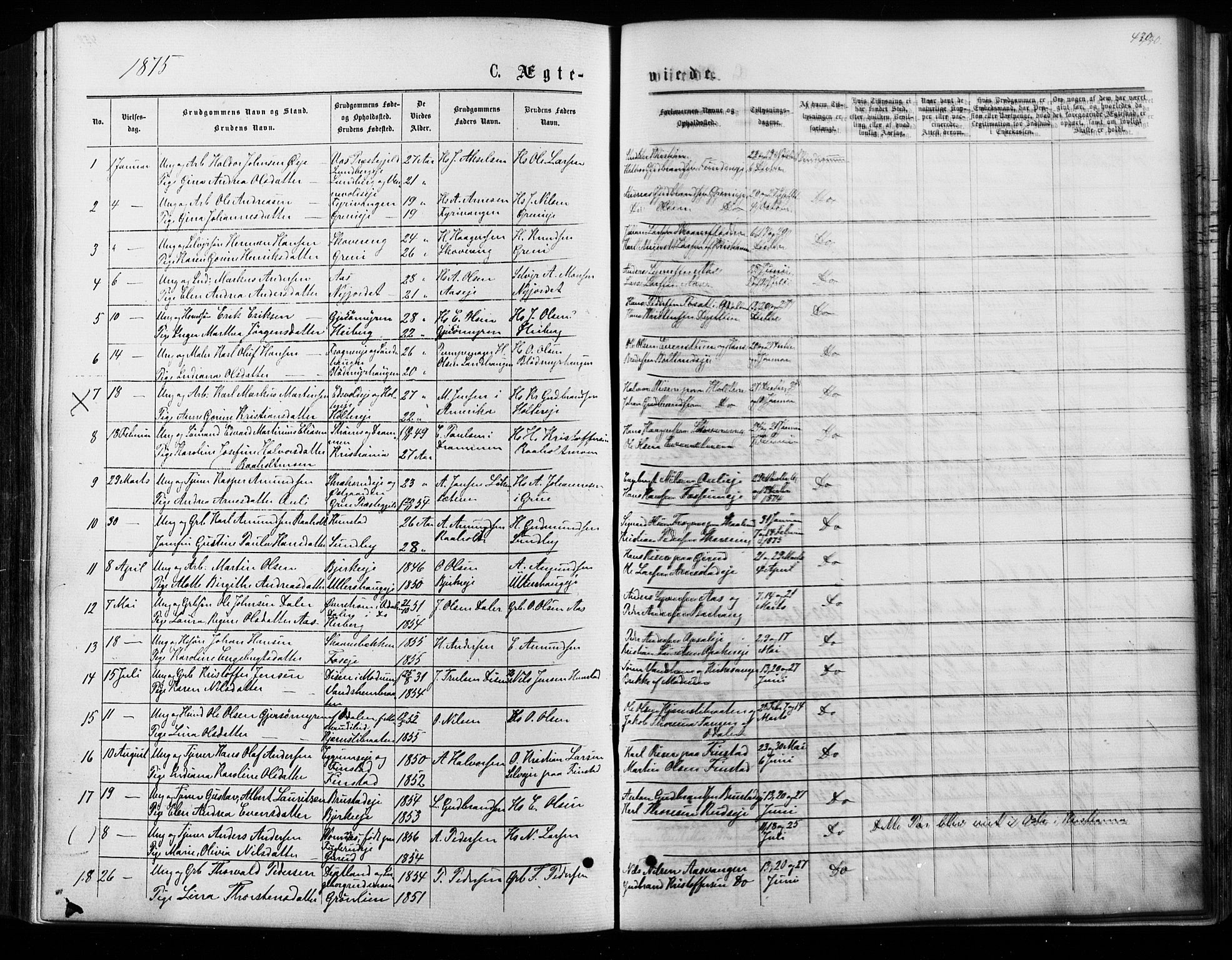 Nes prestekontor Kirkebøker, SAO/A-10410/F/Fa/L0009: Parish register (official) no. I 9, 1875-1882, p. 430