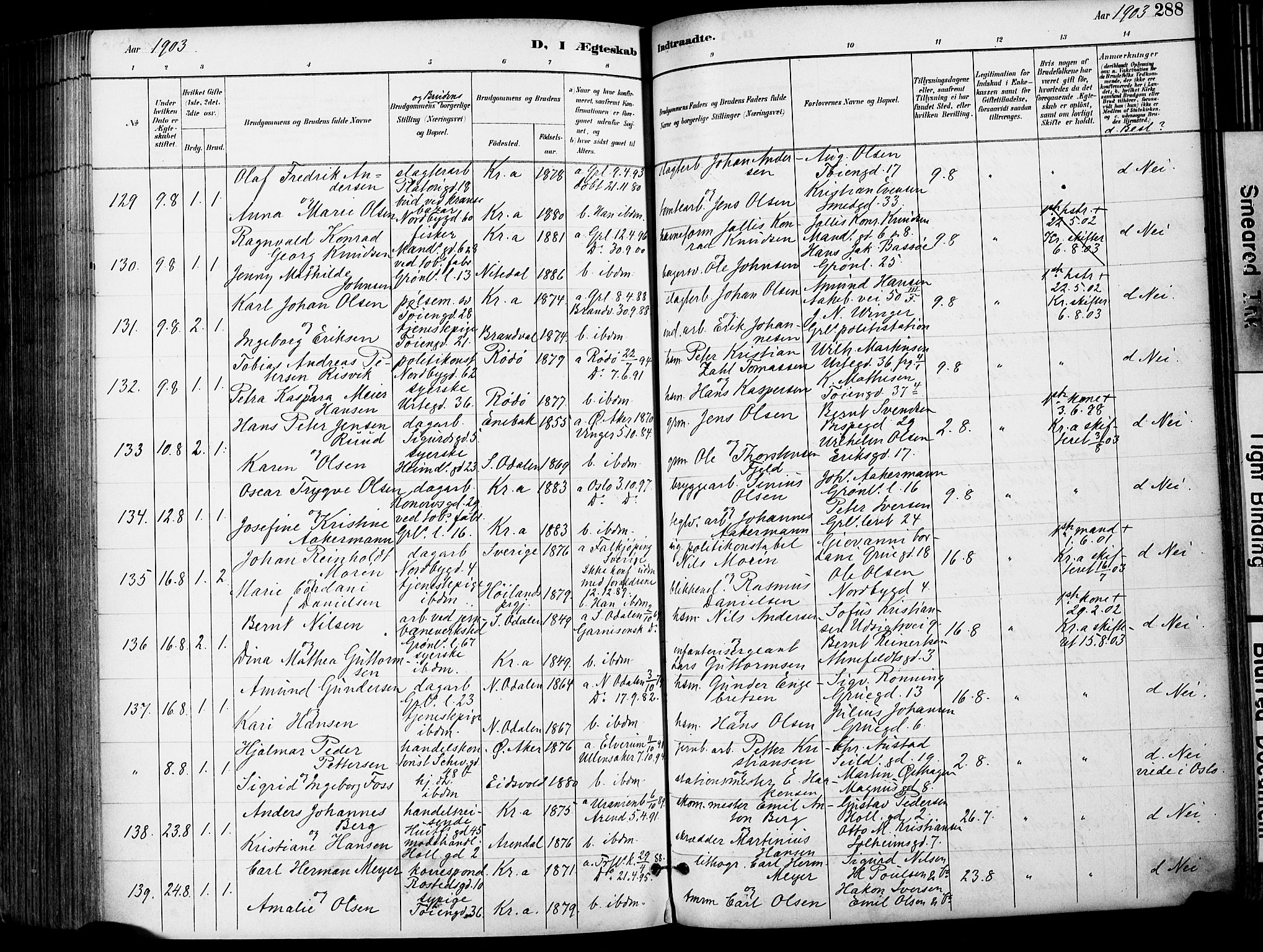 Grønland prestekontor Kirkebøker, AV/SAO-A-10848/F/Fa/L0013: Parish register (official) no. 13, 1887-1906, p. 288