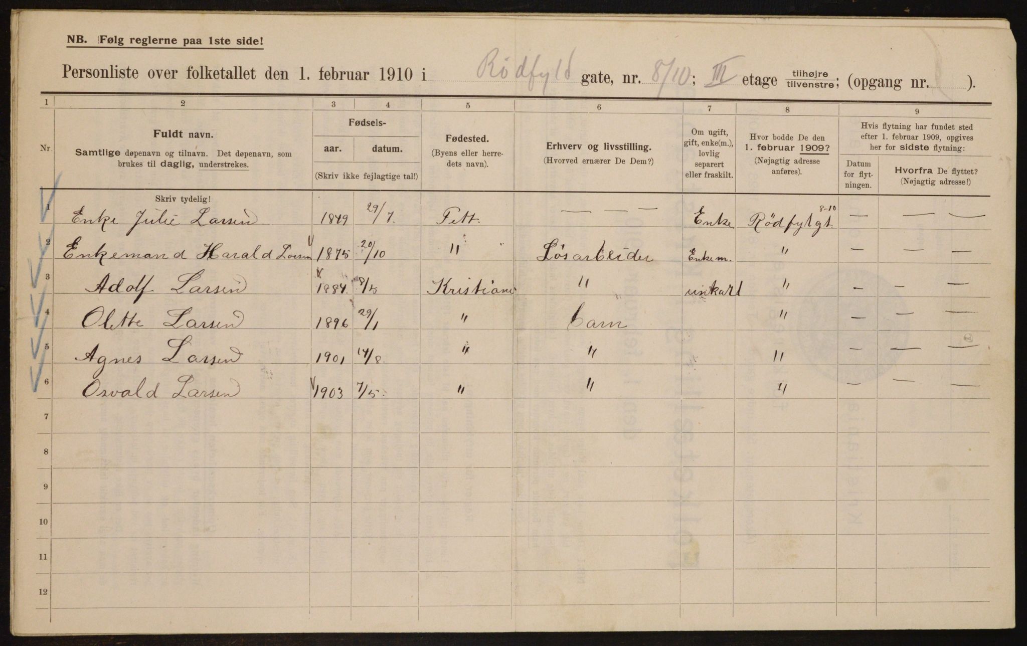 OBA, Municipal Census 1910 for Kristiania, 1910, p. 82163