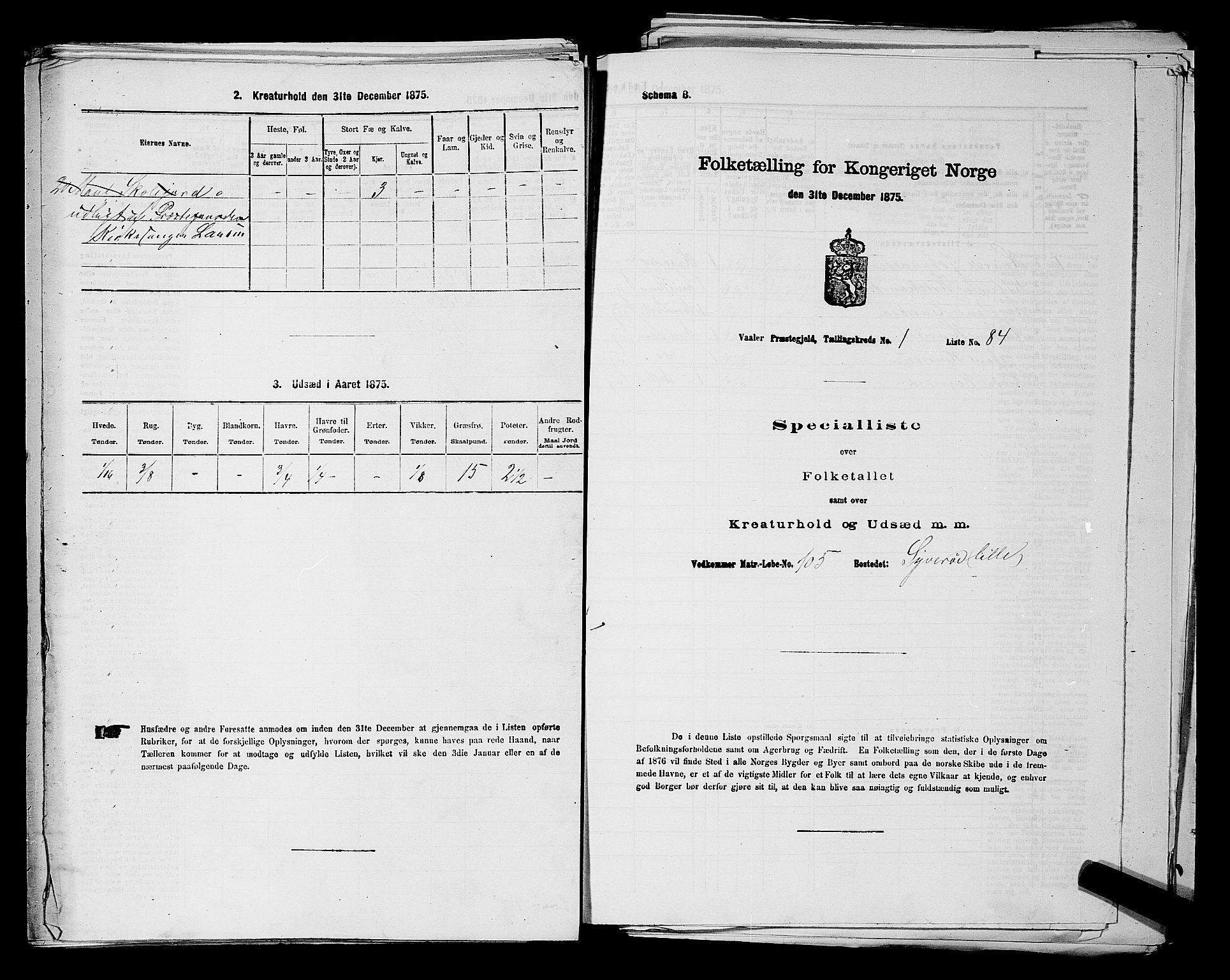 RA, 1875 census for 0137P Våler, 1875, p. 234