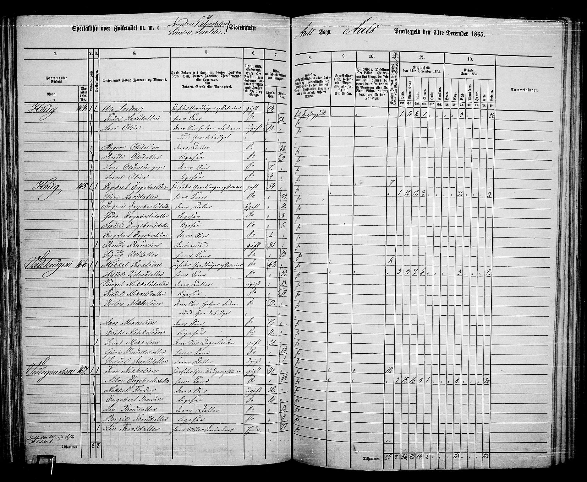 RA, 1865 census for Ål, 1865, p. 103