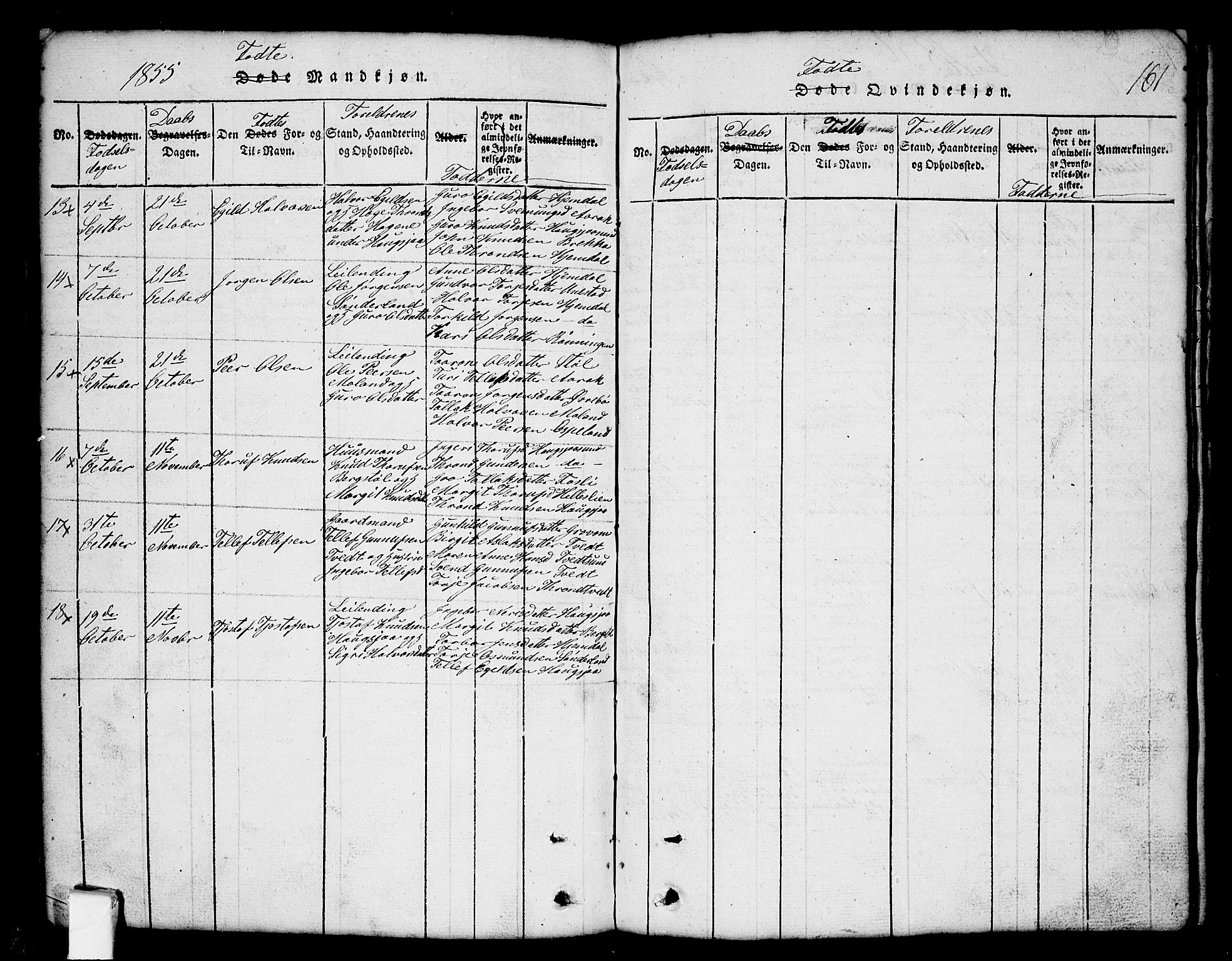 Nissedal kirkebøker, SAKO/A-288/G/Gb/L0001: Parish register (copy) no. II 1, 1814-1862, p. 161