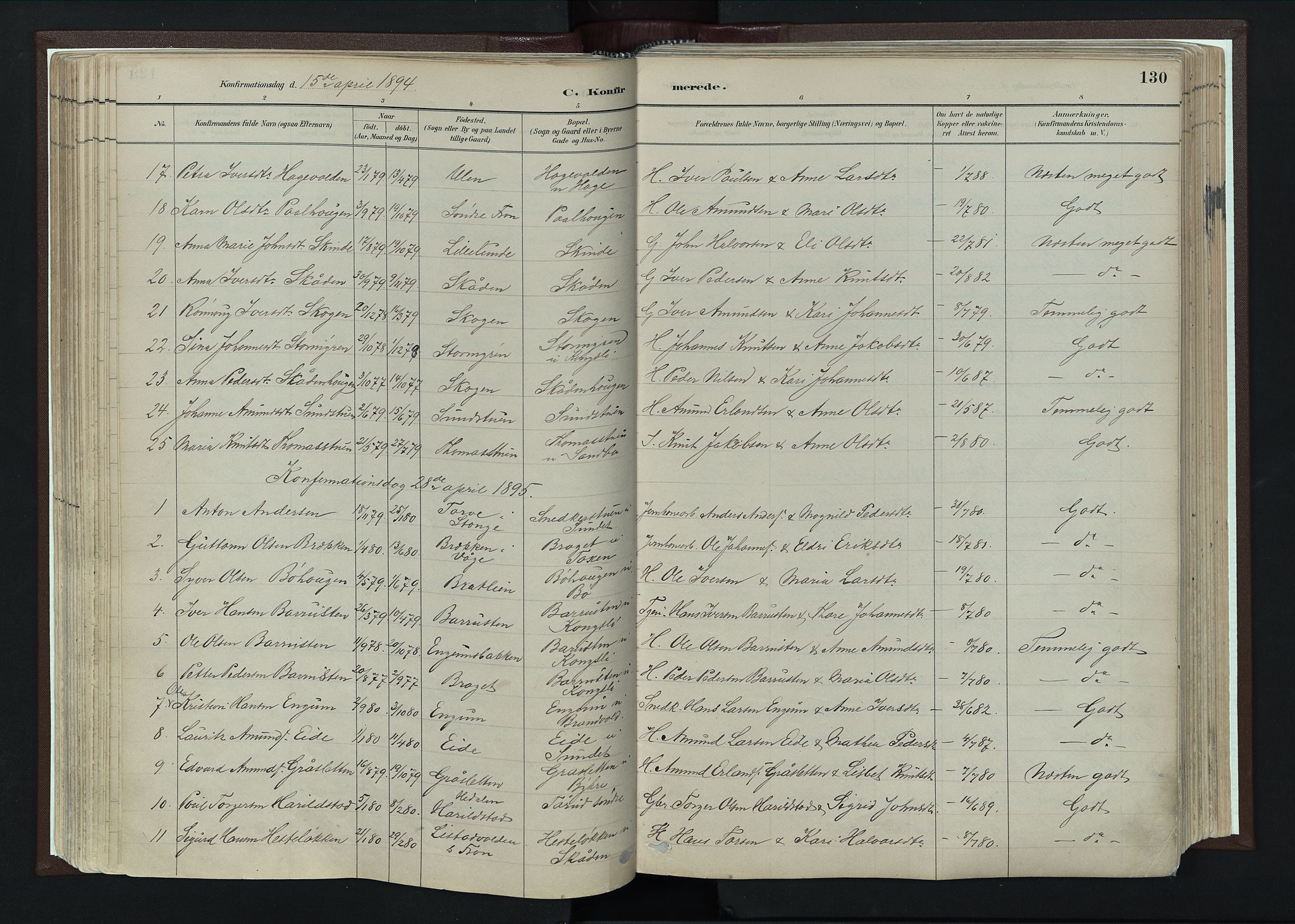 Nord-Fron prestekontor, AV/SAH-PREST-080/H/Ha/Haa/L0004: Parish register (official) no. 4, 1884-1914, p. 130
