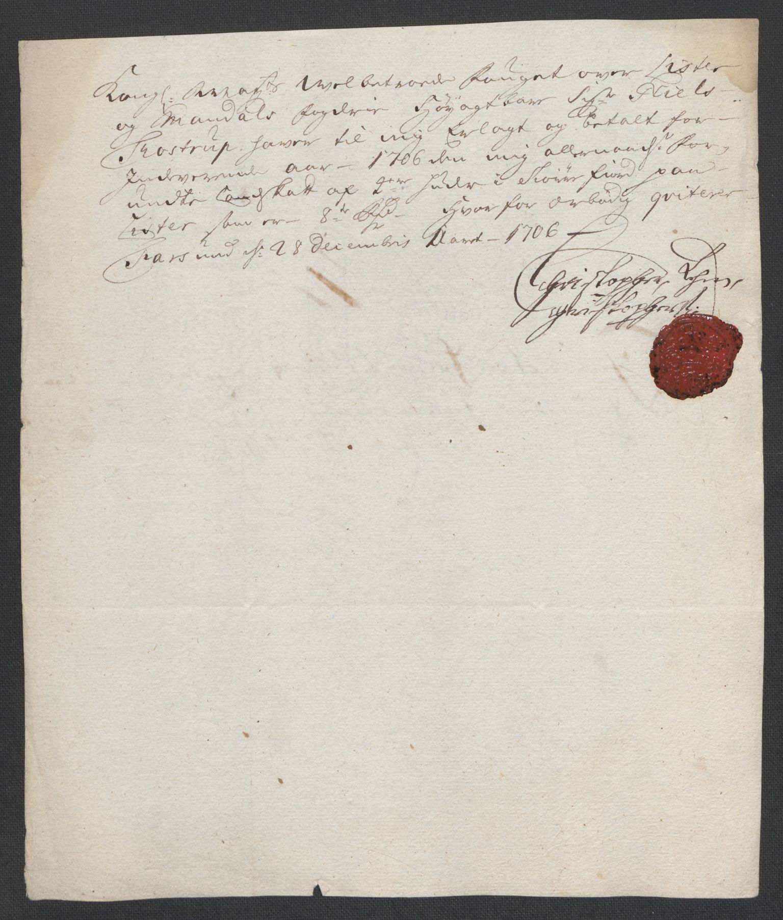 Rentekammeret inntil 1814, Reviderte regnskaper, Fogderegnskap, AV/RA-EA-4092/R43/L2551: Fogderegnskap Lista og Mandal, 1705-1709, p. 316