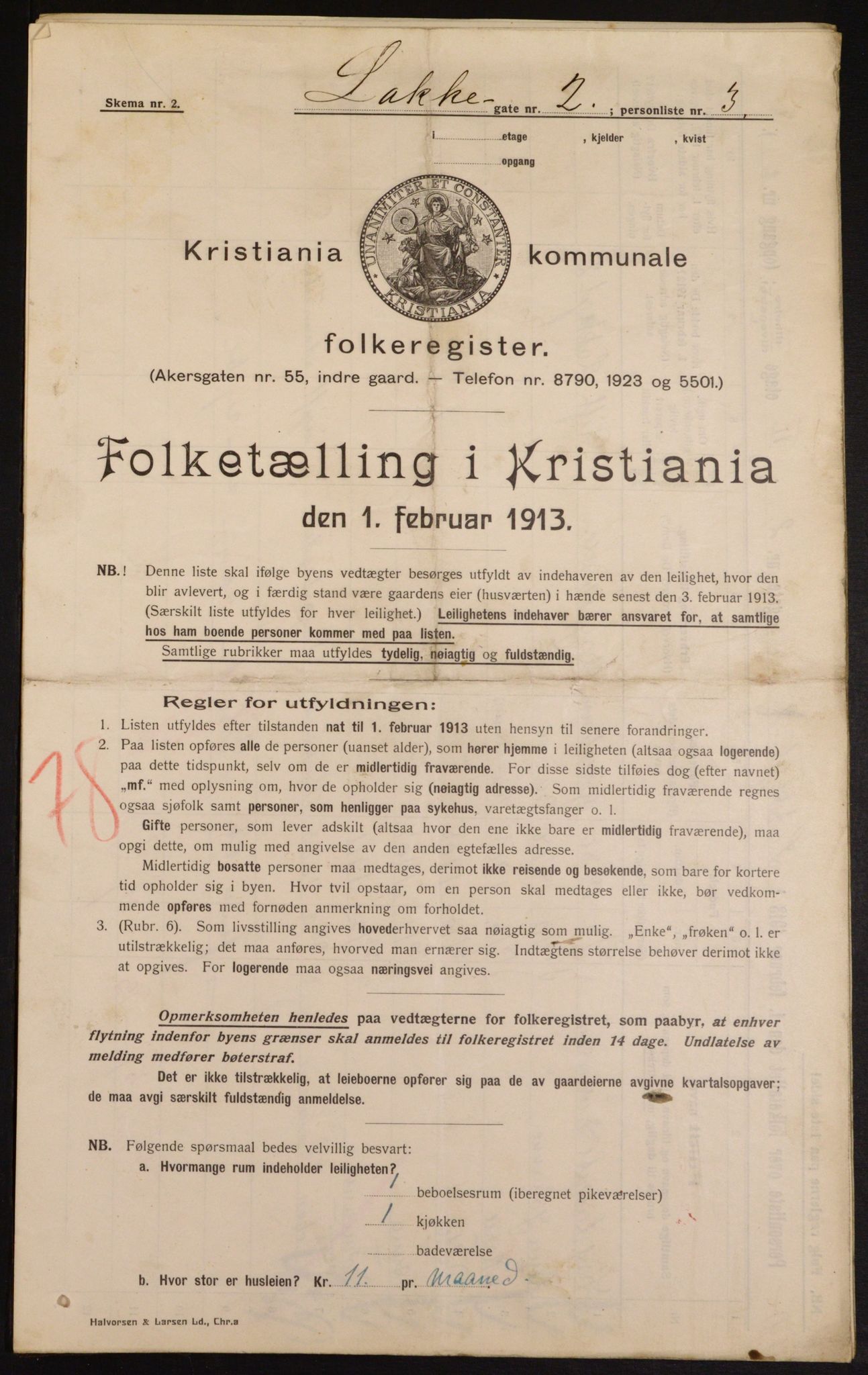 OBA, Municipal Census 1913 for Kristiania, 1913, p. 55023