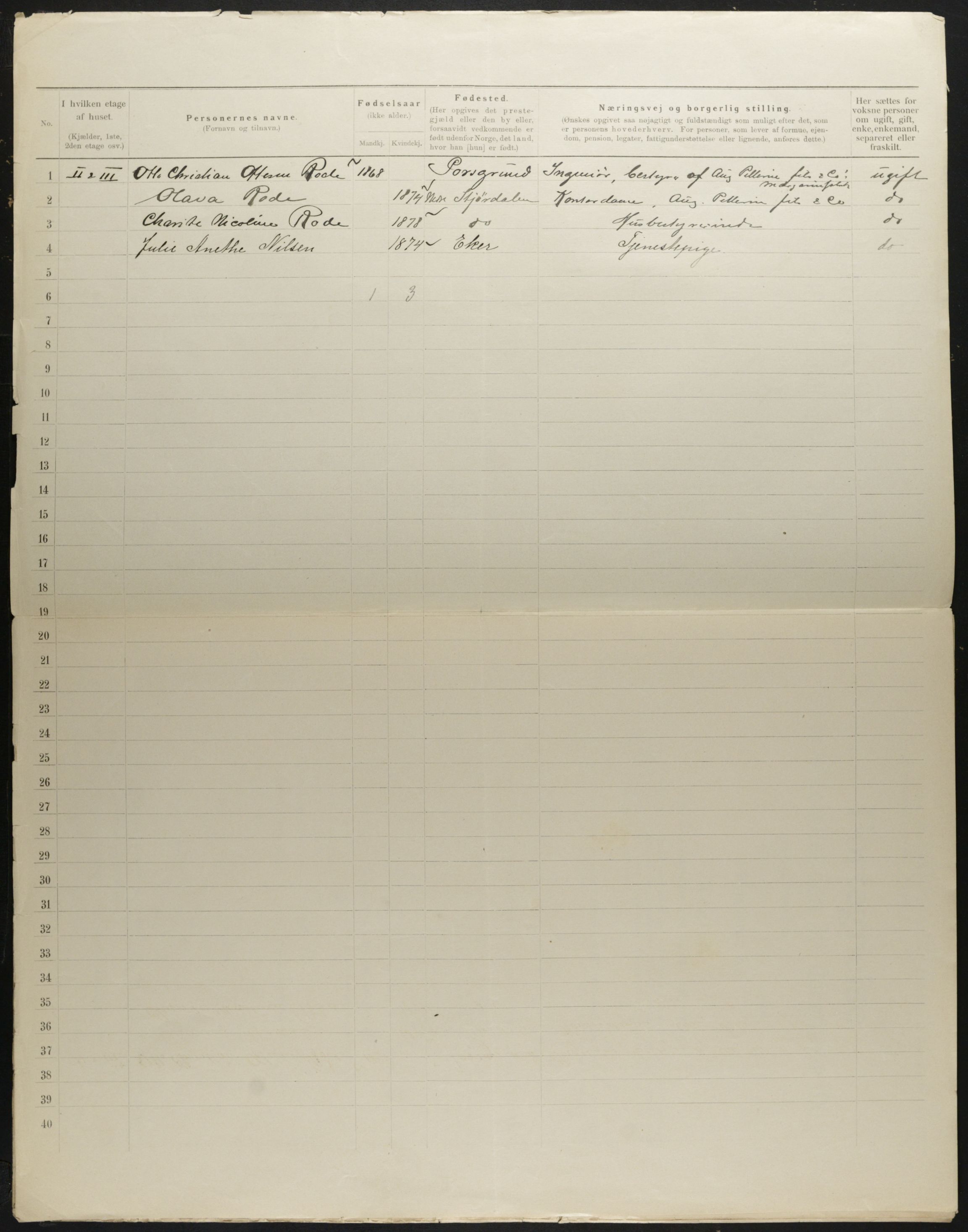 OBA, Municipal Census 1901 for Kristiania, 1901, p. 1290